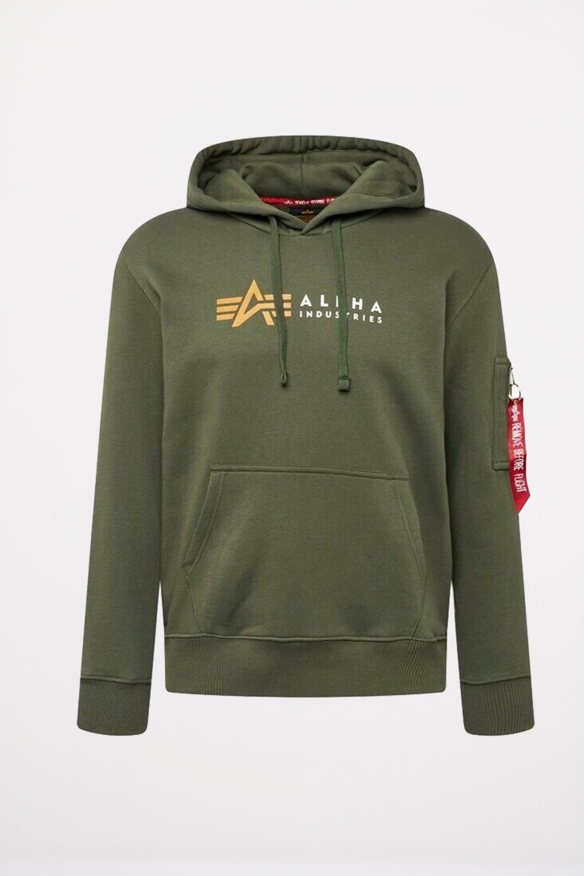 ALPHA INDUSTRIES ALPHA LABEL HOODY en color VERDE  (1)