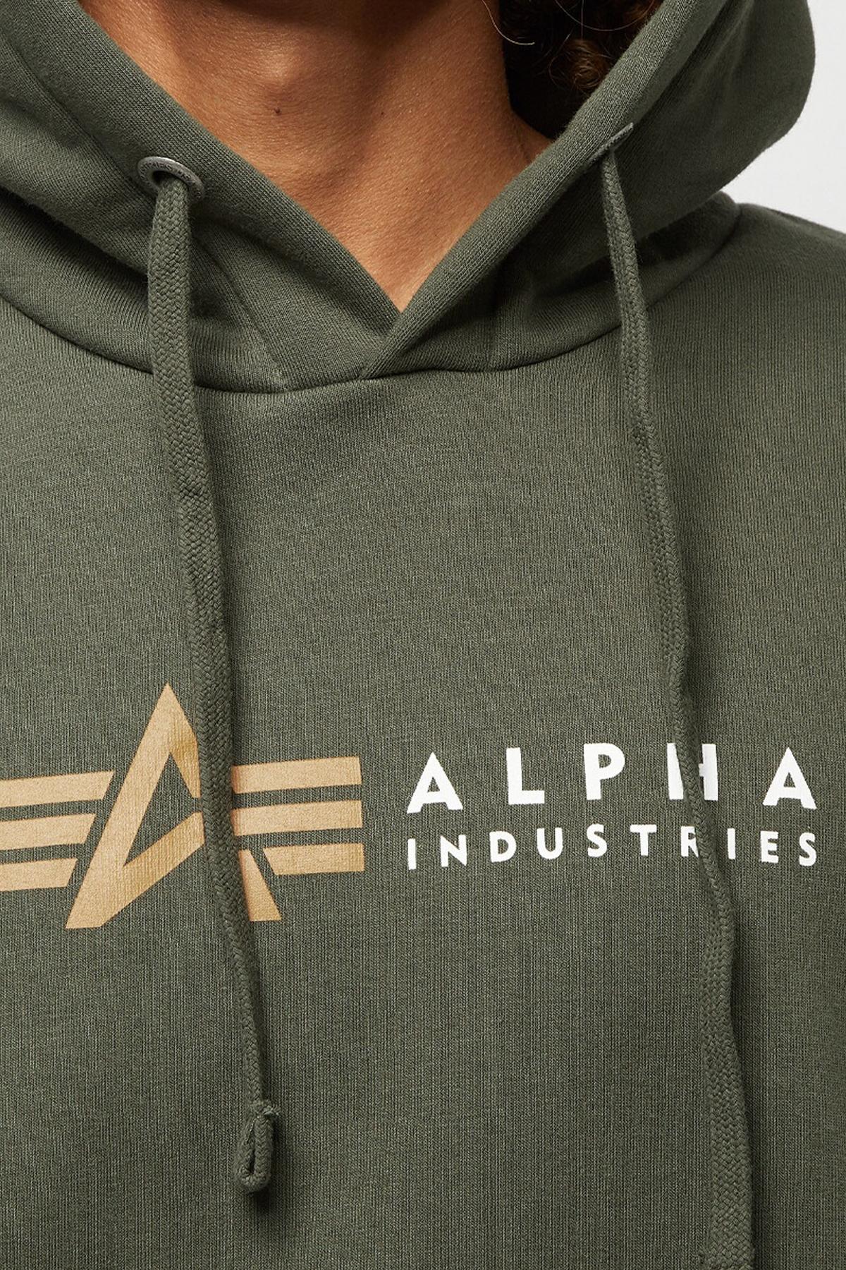 ALPHA INDUSTRIES ALPHA LABEL HOODY en color VERDE  (3)