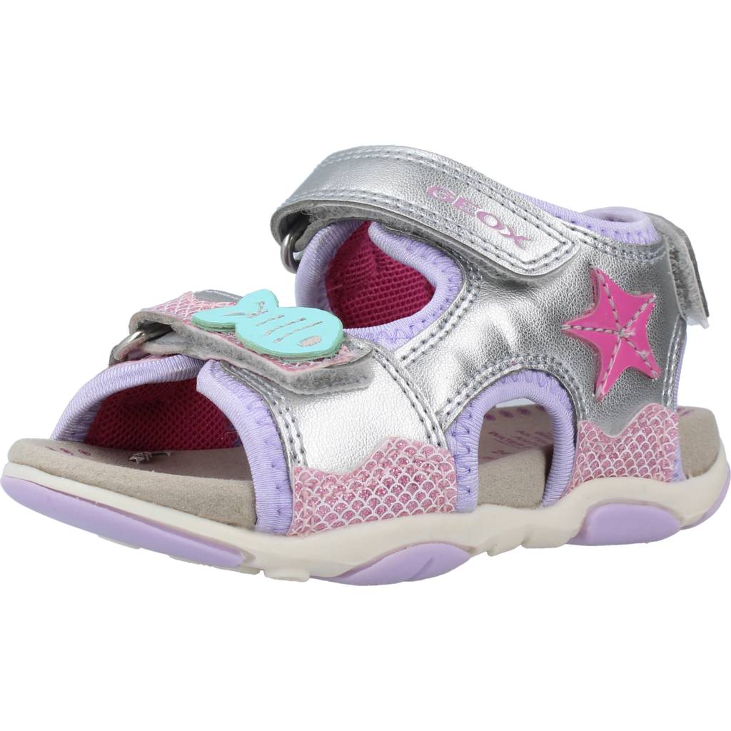 GEOX B SANDAL AGASIM GIRL en color PLATA  (1)