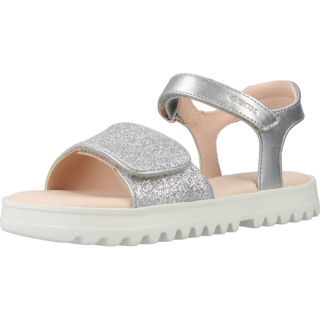 GEOX J SANDAL CORALIE GIR en color PLATA  (1)