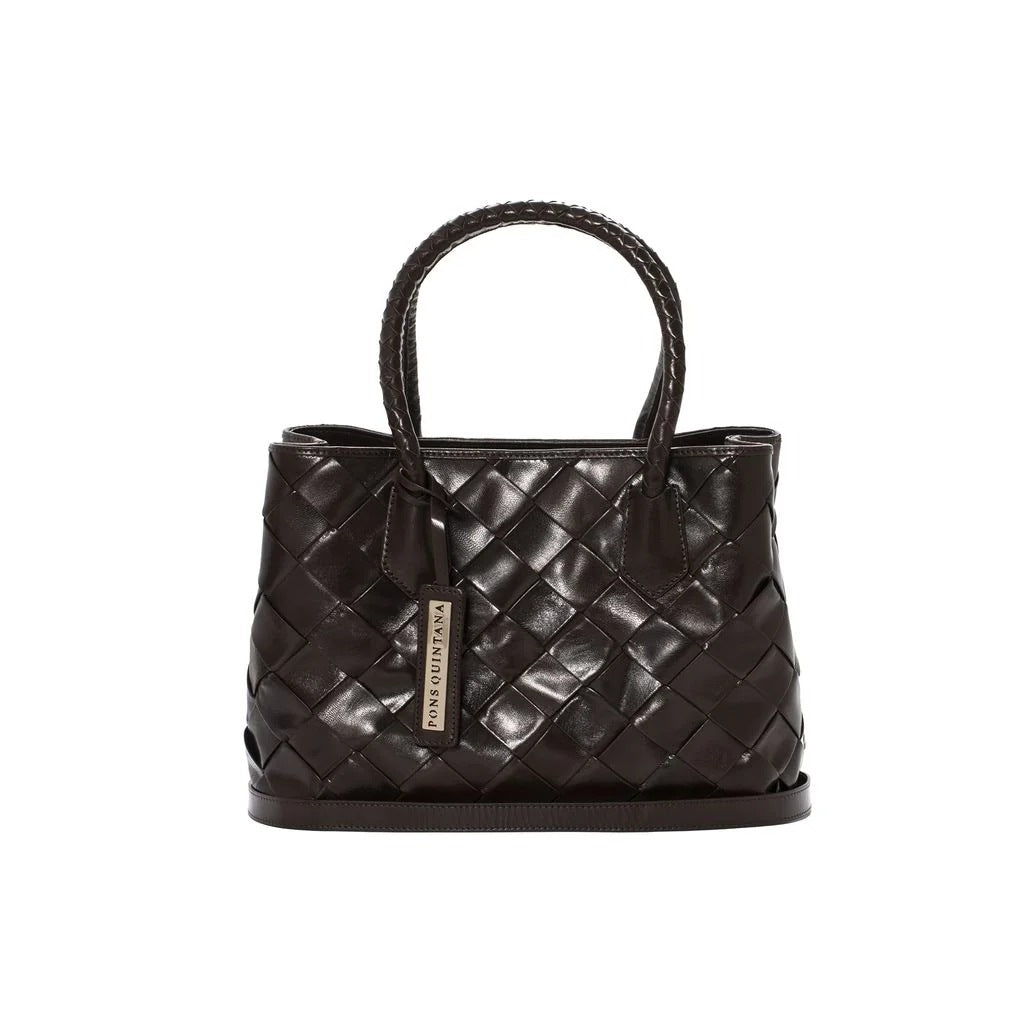 PONS QUINTANA BOLSO TRENZADO BUFF. en color MARRON  (4)