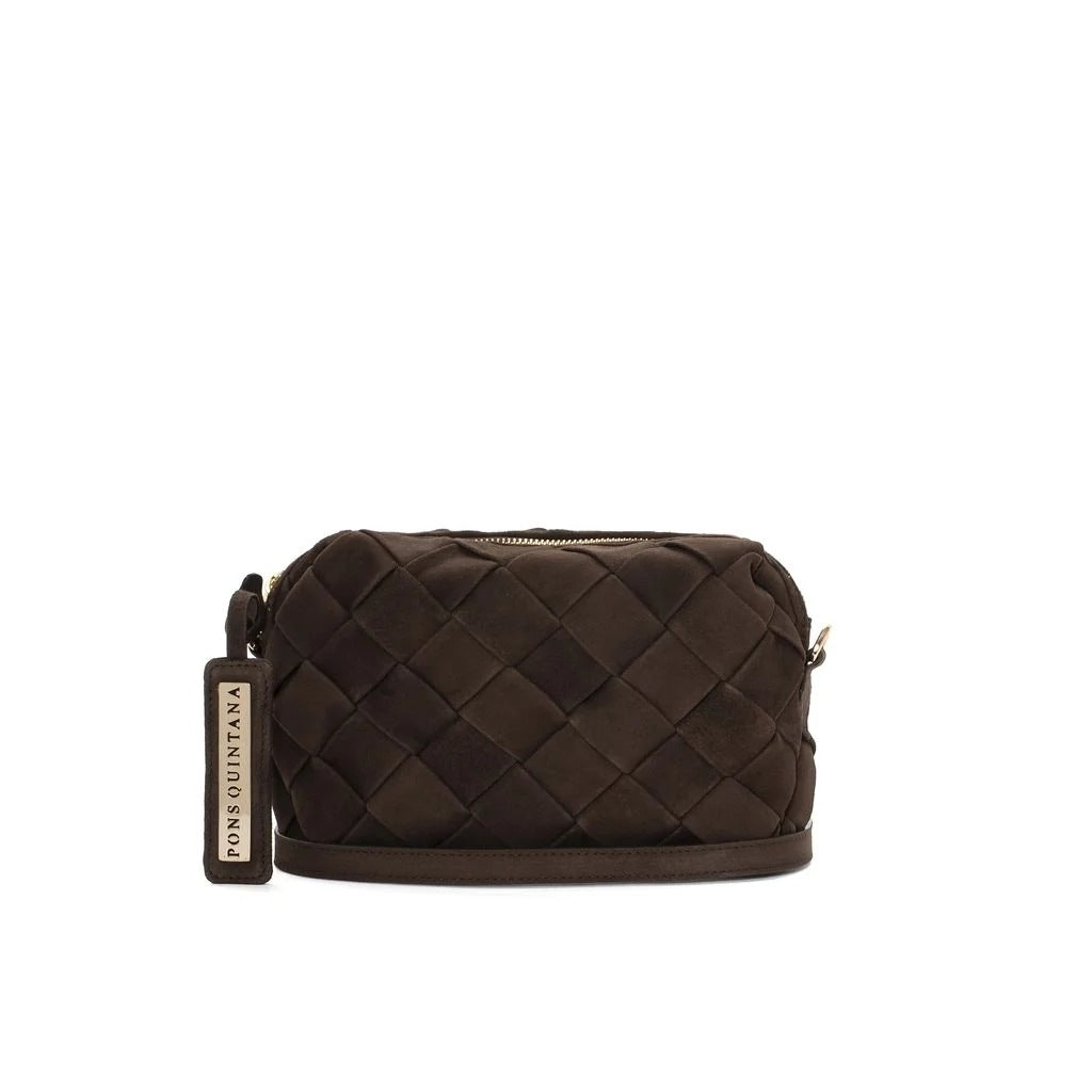 PONS QUINTANA BOLSO TRENZADO SUEDE en color MARRON  (4)