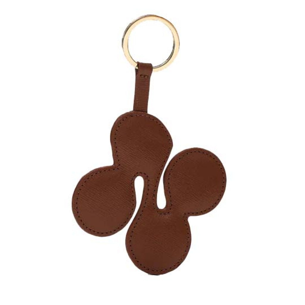 NUNOO  LOGO KEYRING FLORENCE  en color MARRON  (3)