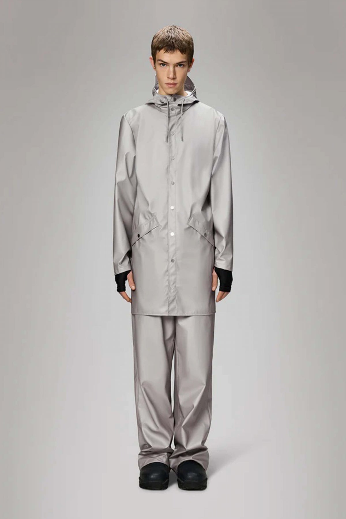 RAINS LONG JACKET W en color GRIS  (4)