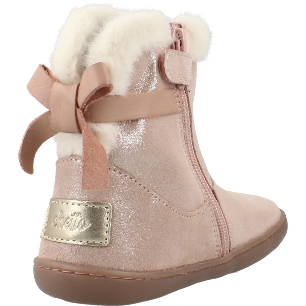 CHETTO BOTIN BAREFOOT DE PIEL CON LAZO en color ROSA  (3)
