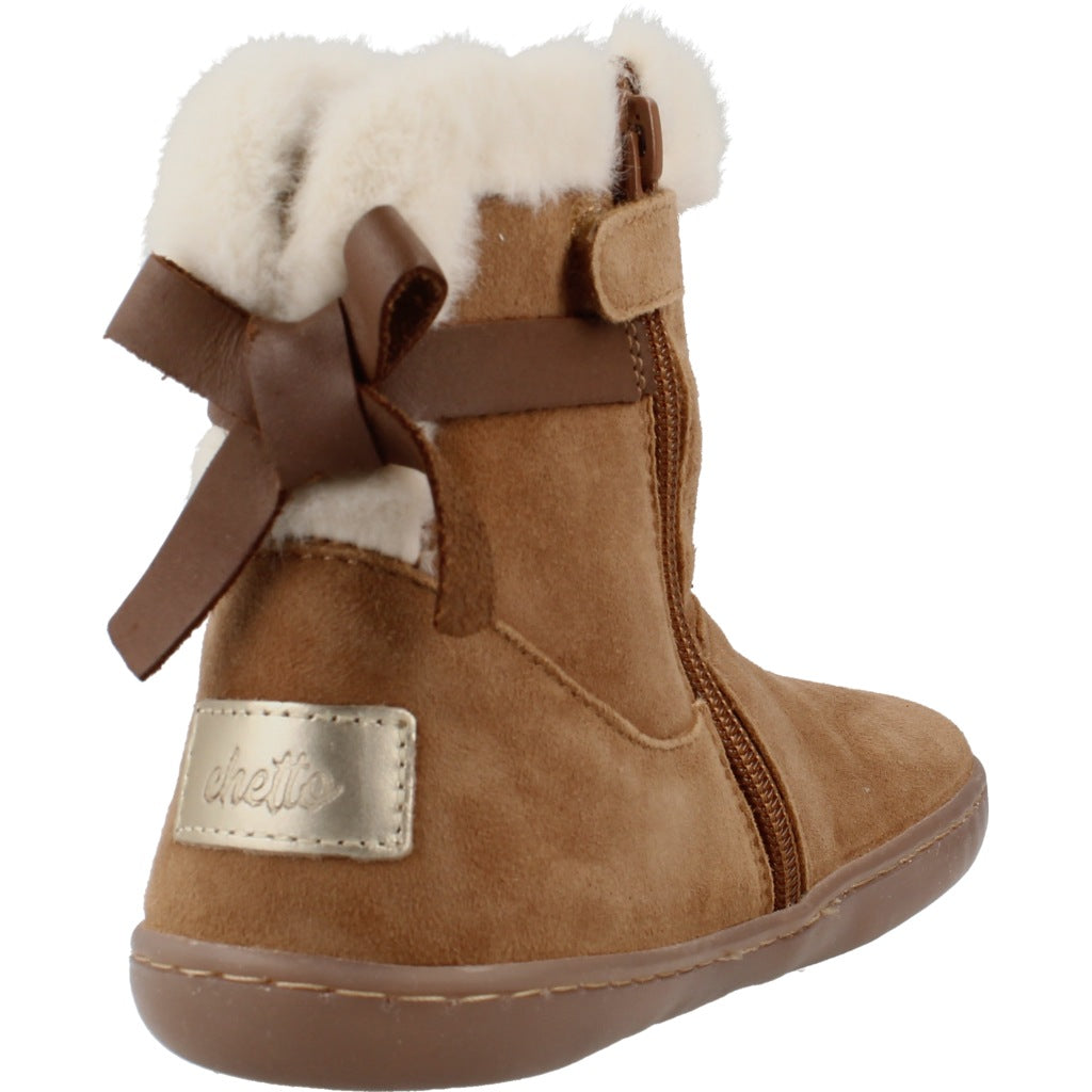 CHETTO BOTIN BAREFOOT DE PIEL CON LAZO en color MARRON CLARO  (3)
