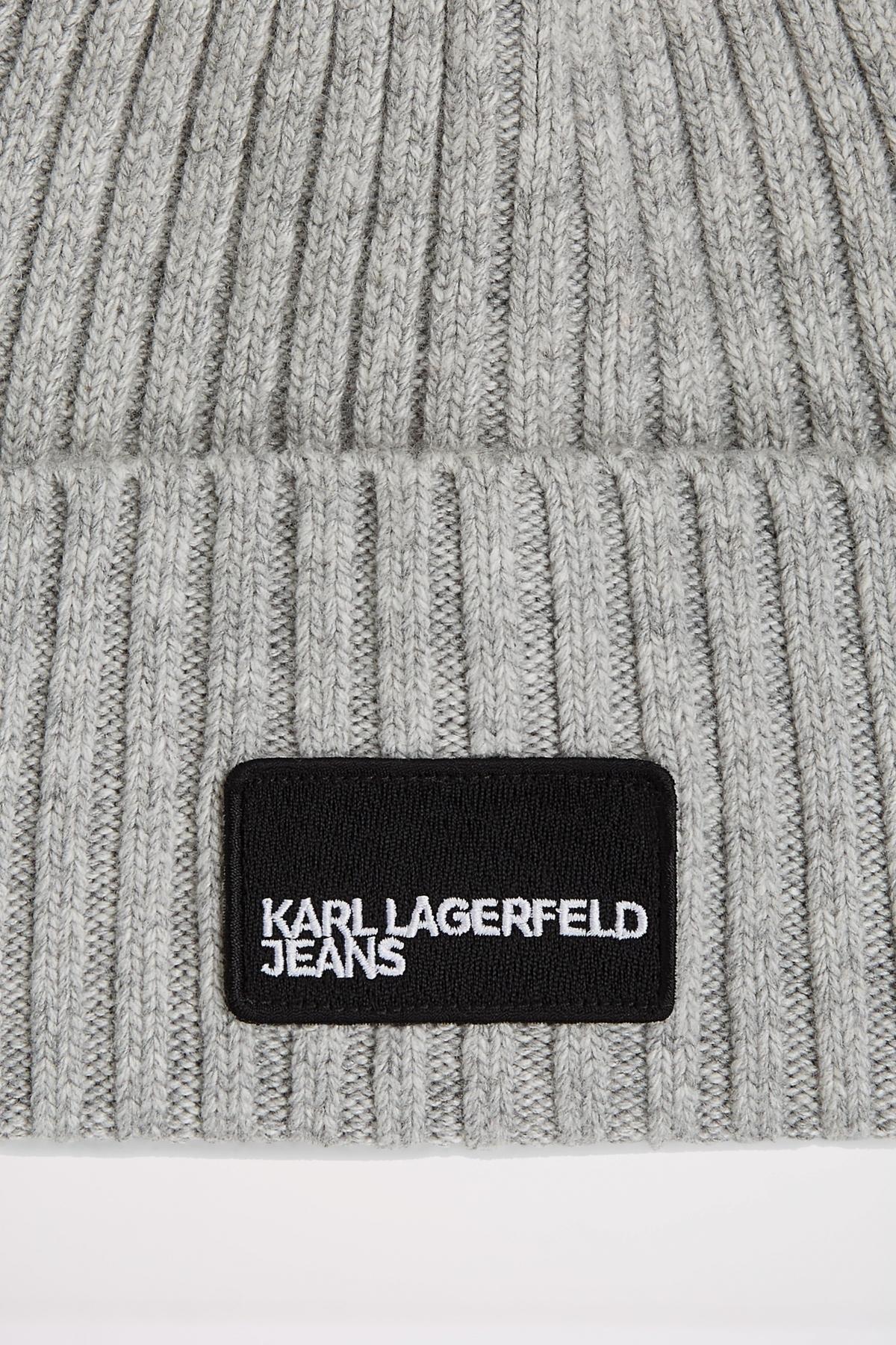 KARL LAGERFELD JEANS KLJ TURNED UP BEANIE en color GRIS  (3)