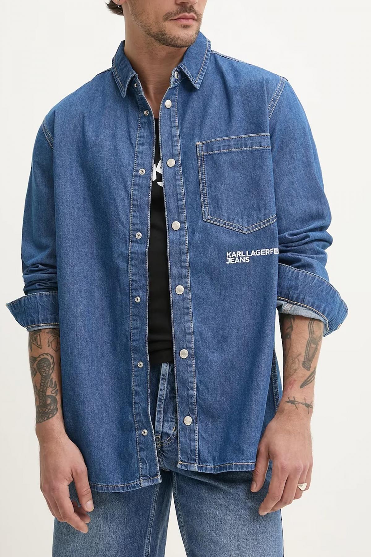 KARL LAGERFELD JEANS KLJ REGULAR DENIM SHIRT en color AZUL  (1)