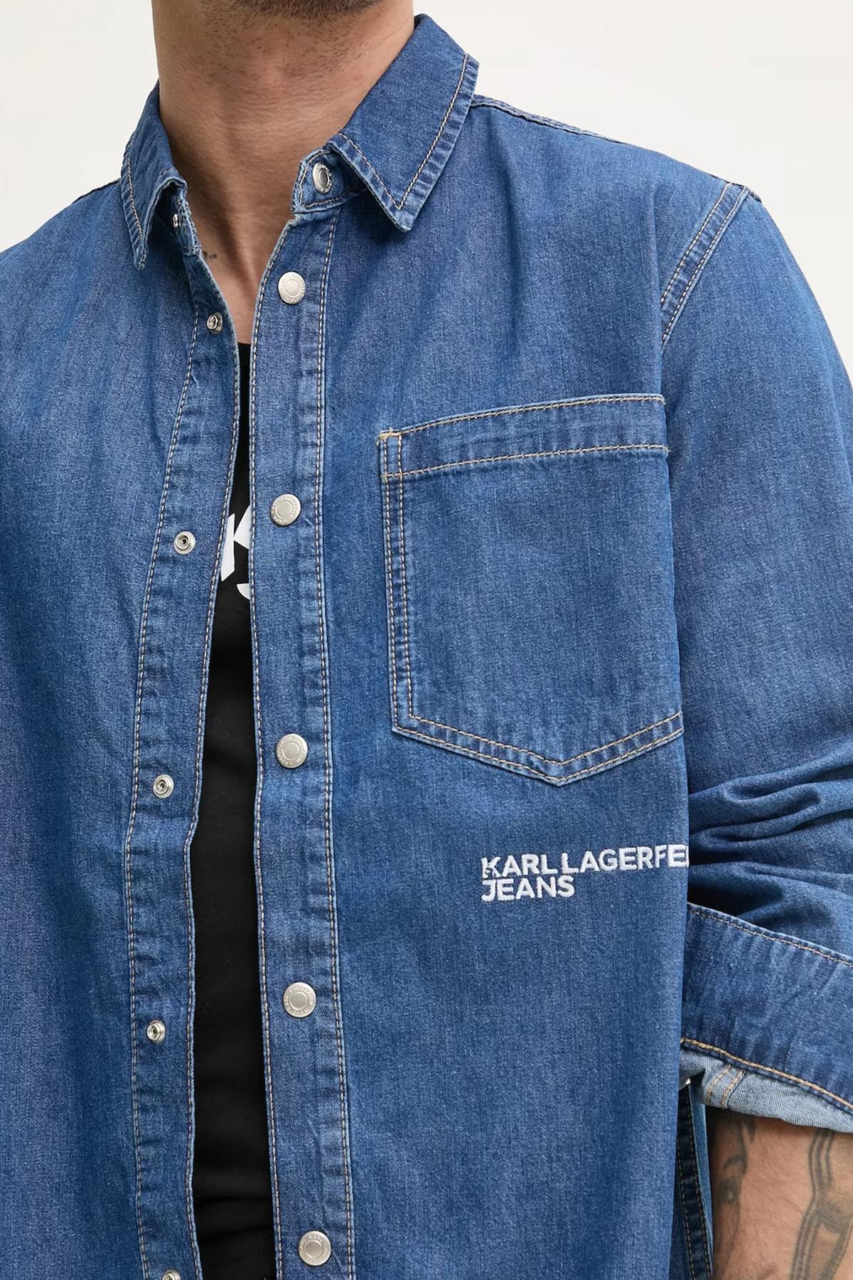 KARL LAGERFELD JEANS KLJ REGULAR DENIM SHIRT en color AZUL  (2)