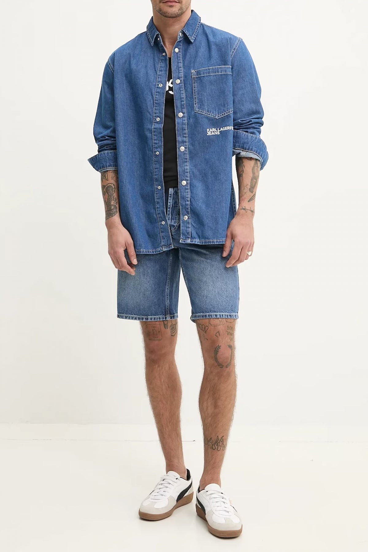 KARL LAGERFELD JEANS KLJ REGULAR DENIM SHIRT en color AZUL  (4)