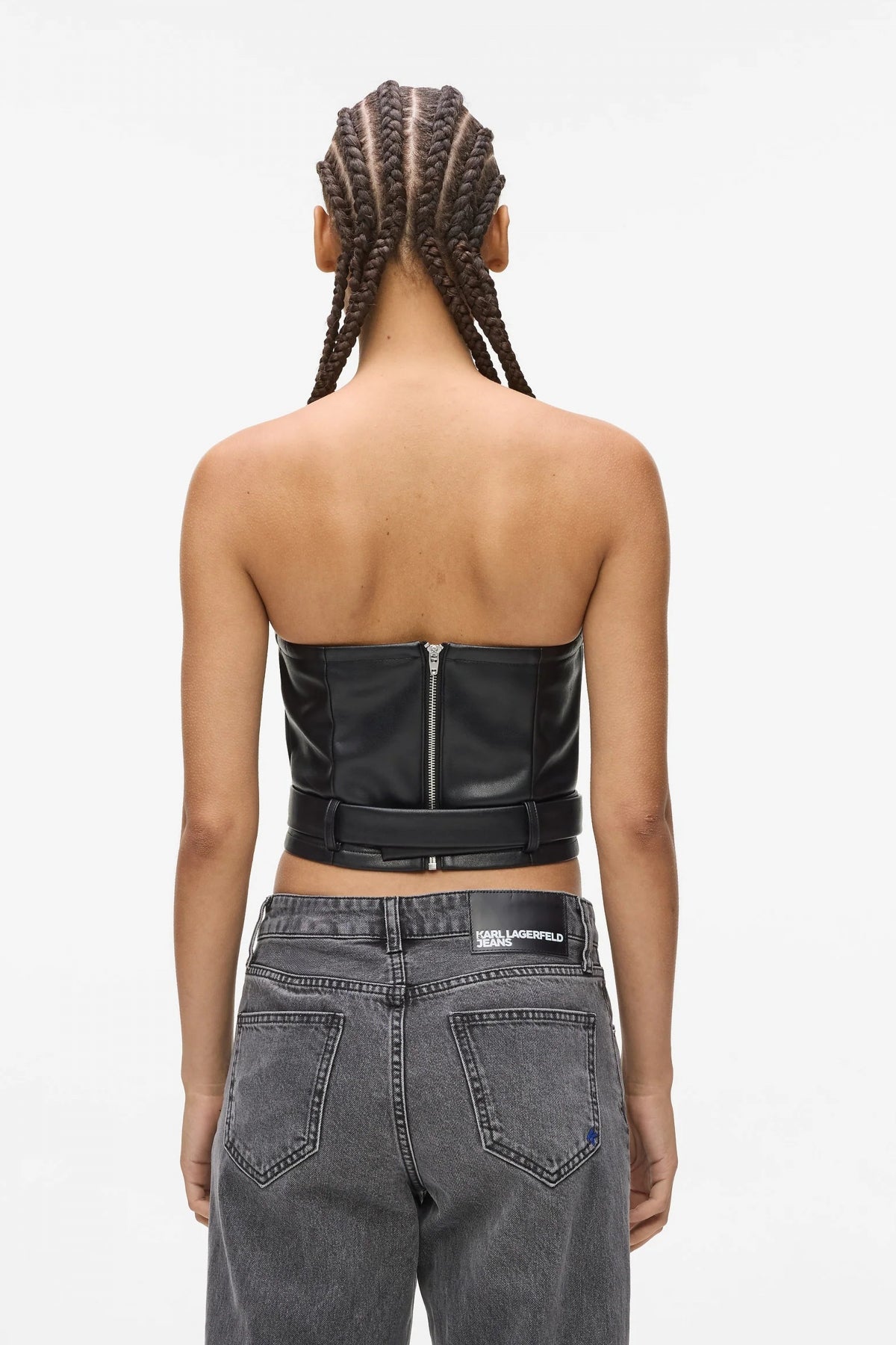KARL LAGERFELD JEANS KLJ FAUX LEATHER TOP en color NEGRO  (3)