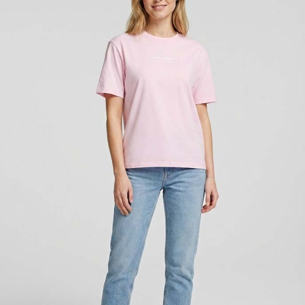 KARL LAGERFELD JEANS KLJ REG OUTLINE LOGO TEE en color ROSA  (4)