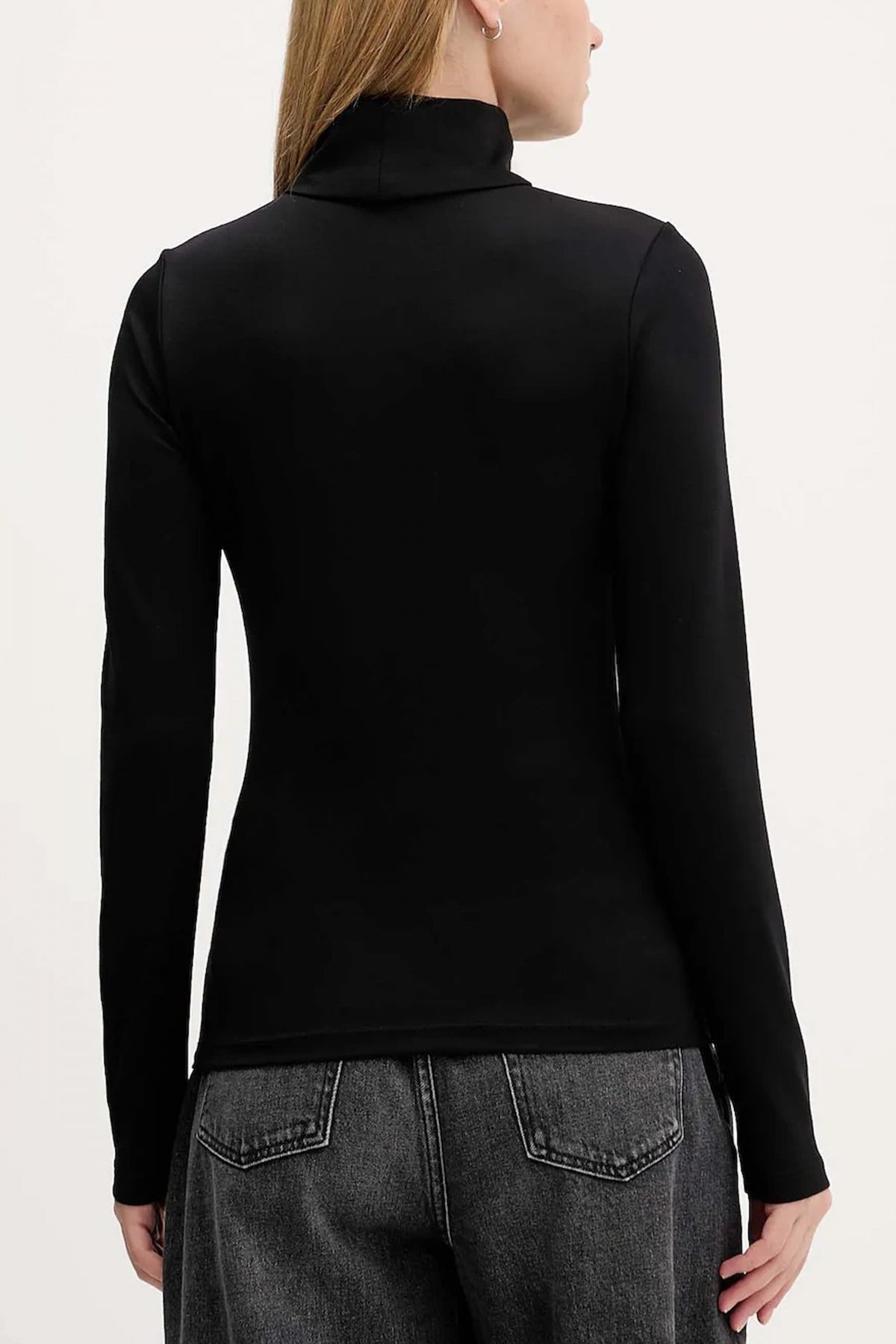 KARL LAGERFELD JEANS KLJ FITTED ROLL NECK TOP en color NEGRO  (2)