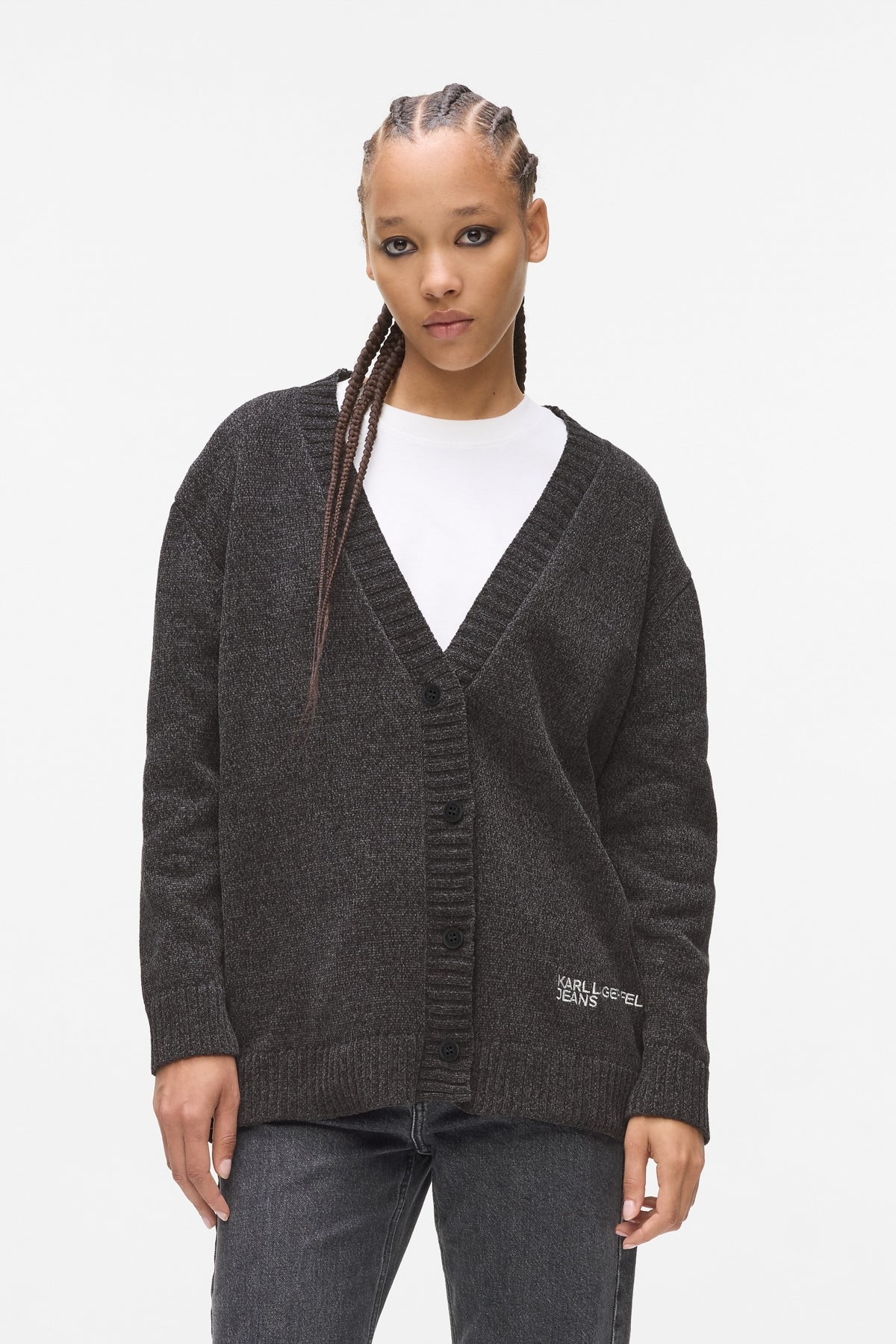 KARL LAGERFELD JEANS KLJ OVERSIZED CARDI en color GRIS  (1)