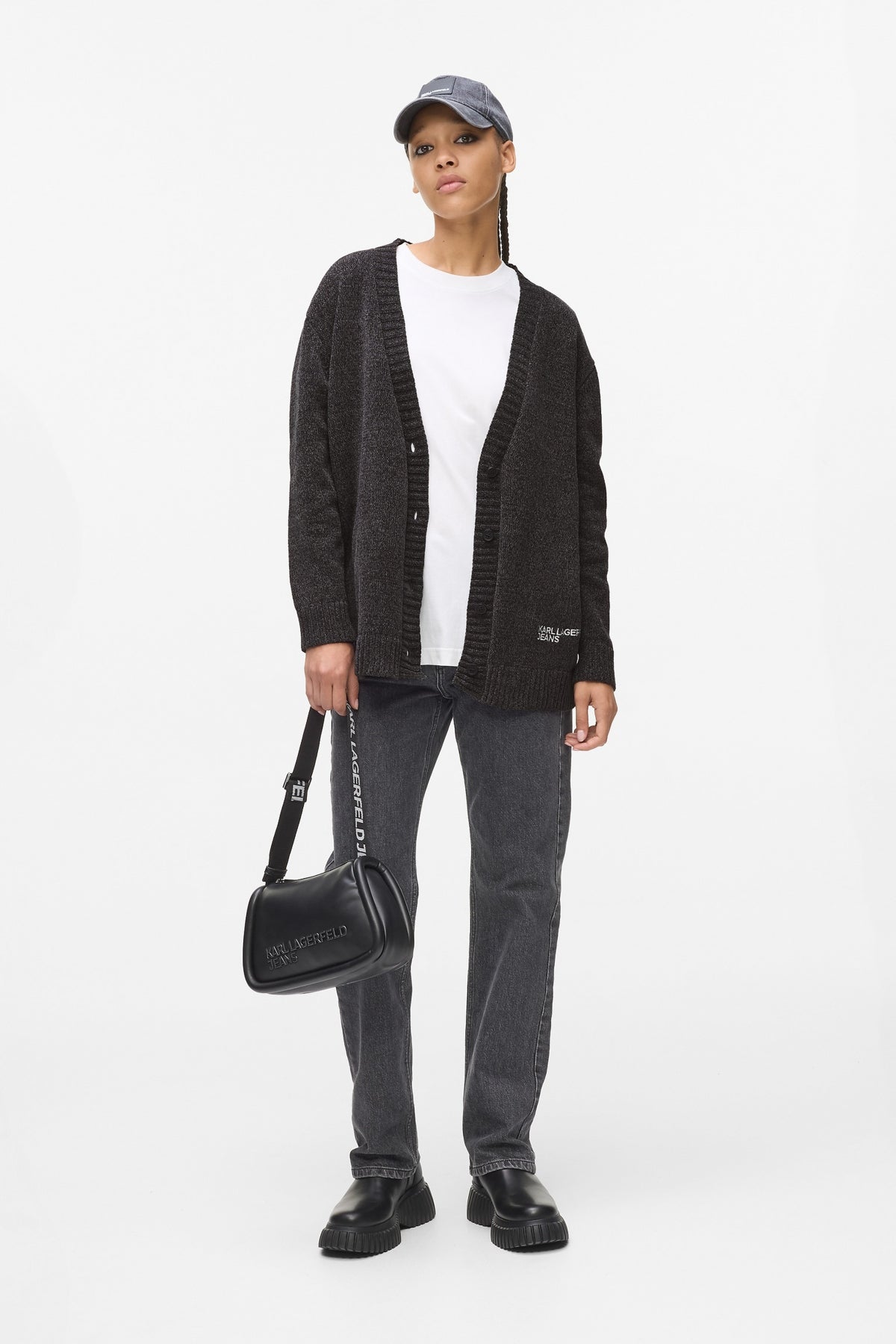 KARL LAGERFELD JEANS KLJ OVERSIZED CARDI en color GRIS  (4)