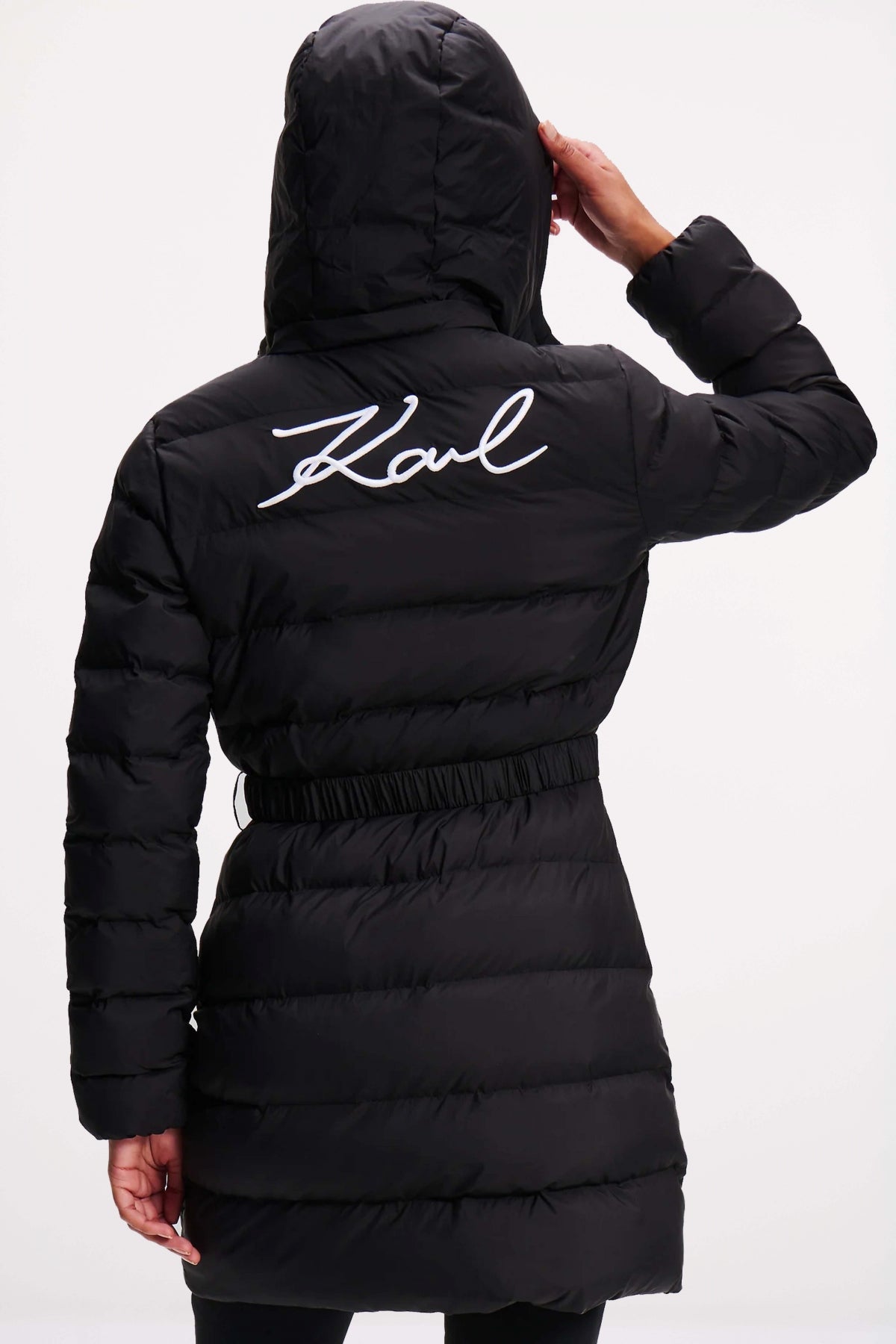 KARL LAGERFELD JEANS LIGHTWEIGHT LONG PUFFER en color NEGRO  (3)