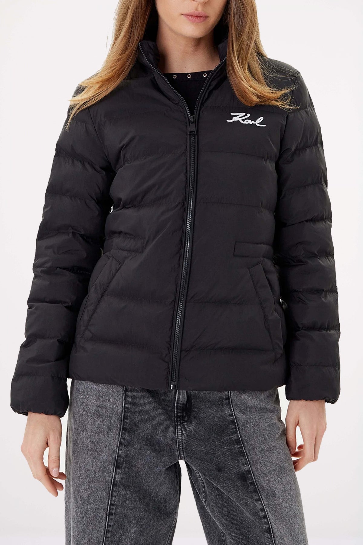 KARL LAGERFELD JEANS LIGHTWEIGHT PUFFER JACKET en color NEGRO  (1)