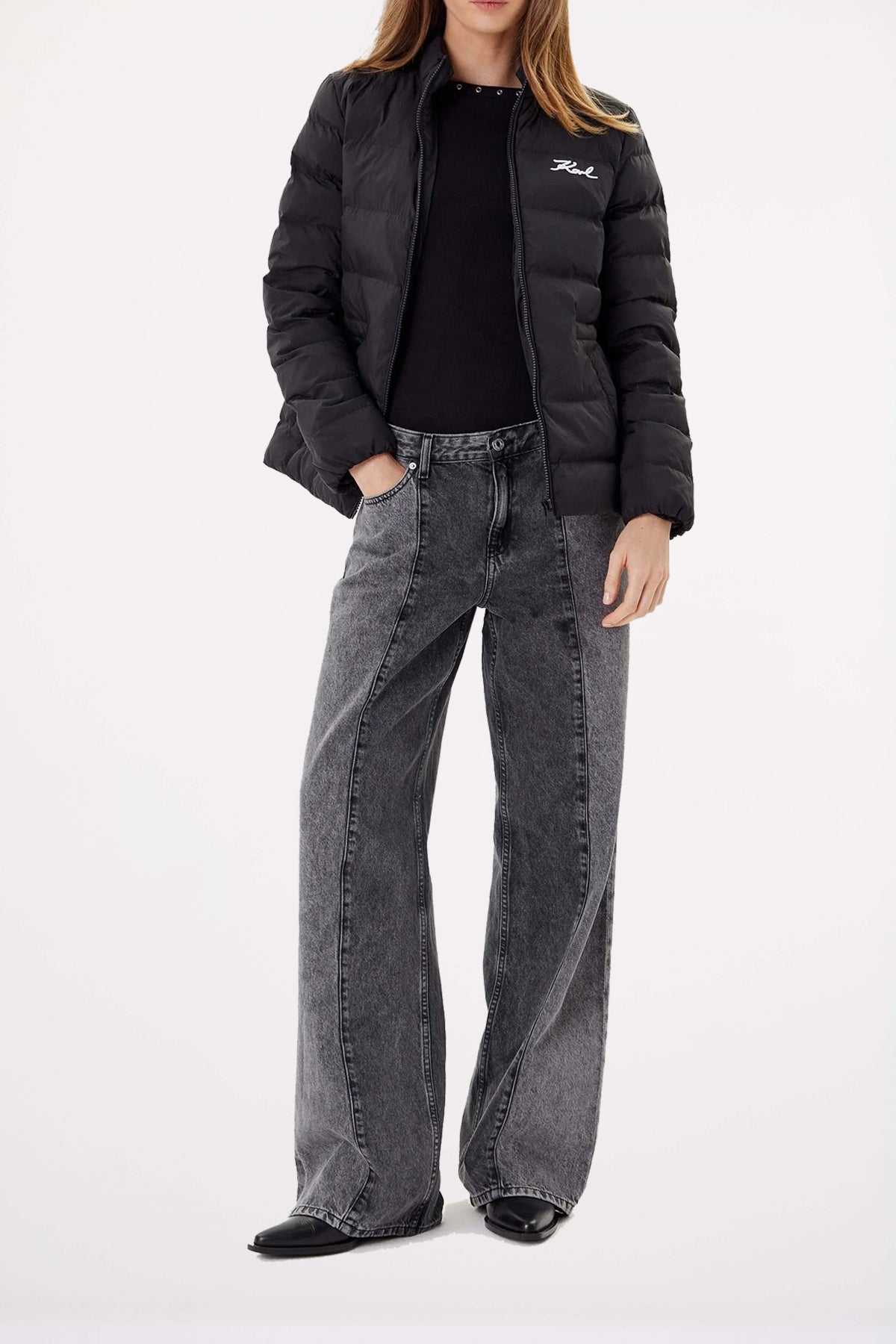 KARL LAGERFELD JEANS LIGHTWEIGHT PUFFER JACKET en color NEGRO  (4)