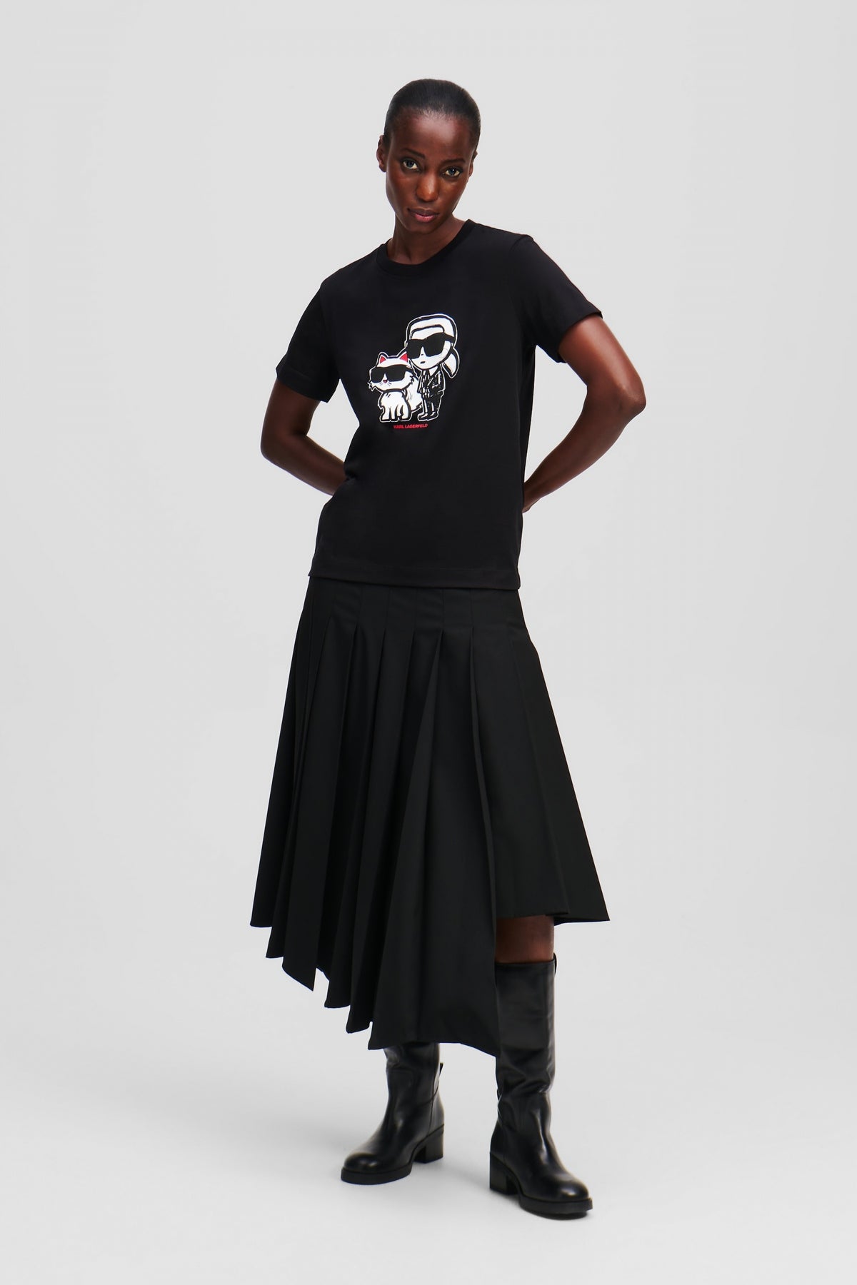 KARL LAGERFELD JEANS AW IKON SKETCH DUO T-SHIRT en color NEGRO  (4)
