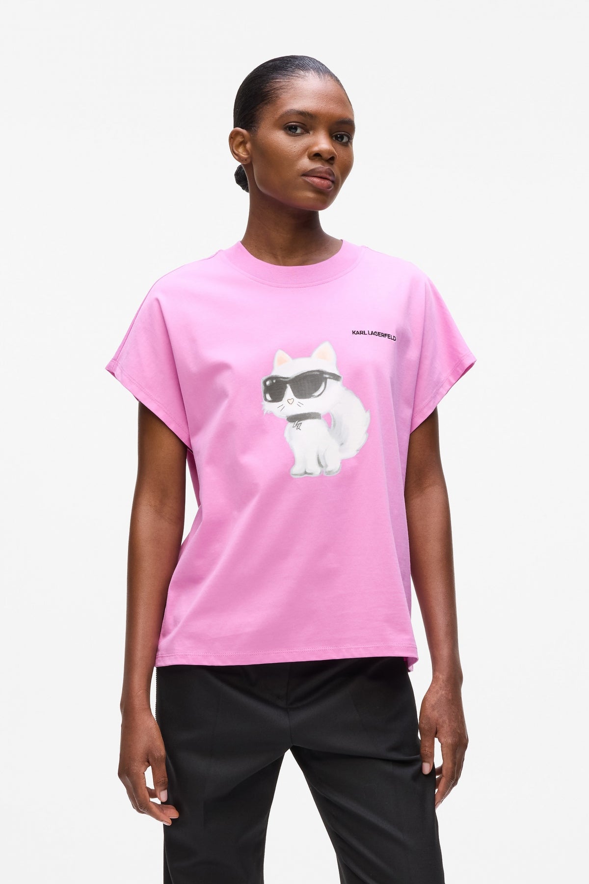 KARL LAGERFELD JEANS IKON AQUARELLE C LOOSE T-S en color ROSA  (1)