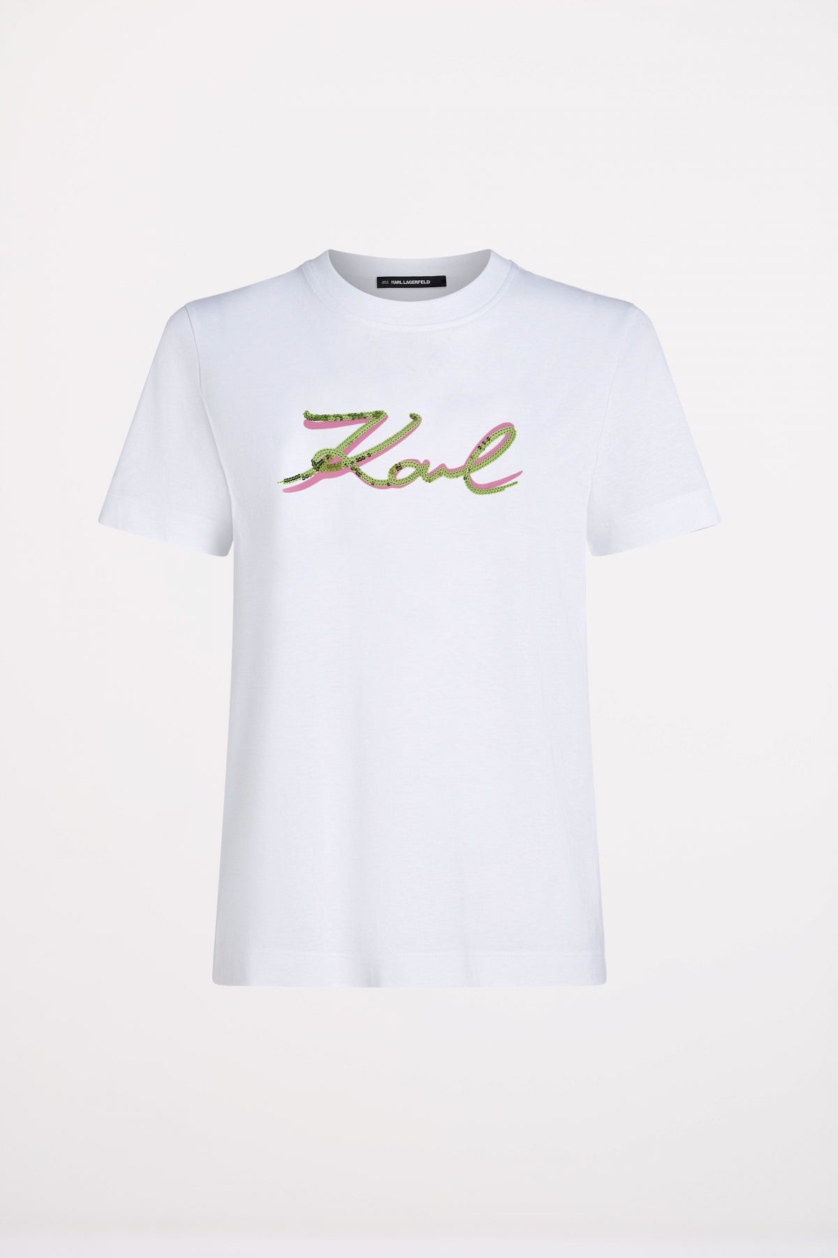 KARL LAGERFELD JEANS SIGNATURE SEQUINS T-SHIRT en color BLANCO  (2)
