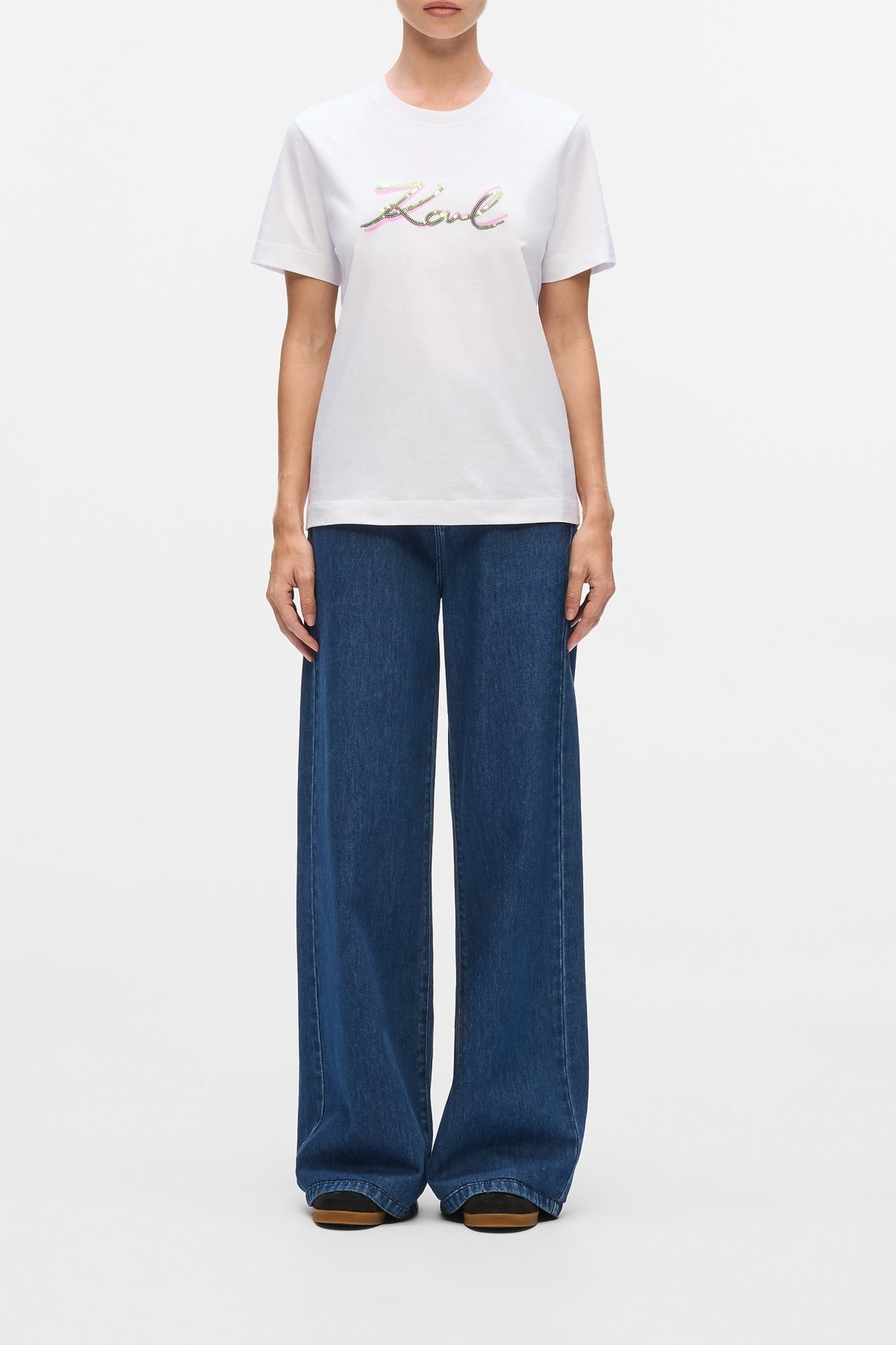 KARL LAGERFELD JEANS SIGNATURE SEQUINS T-SHIRT en color BLANCO  (4)