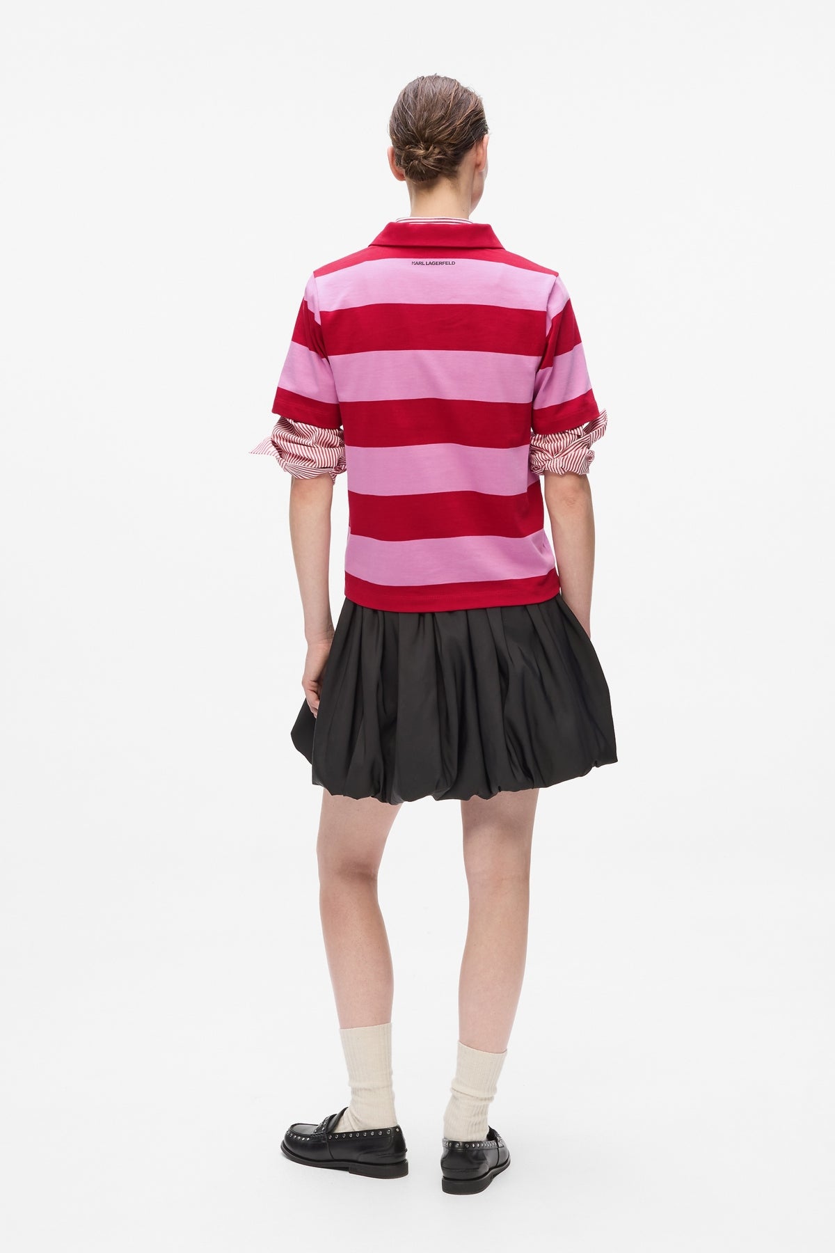 KARL LAGERFELD JEANS IKON PATCH STRIPE SSLV POL en color ROSA  (3)