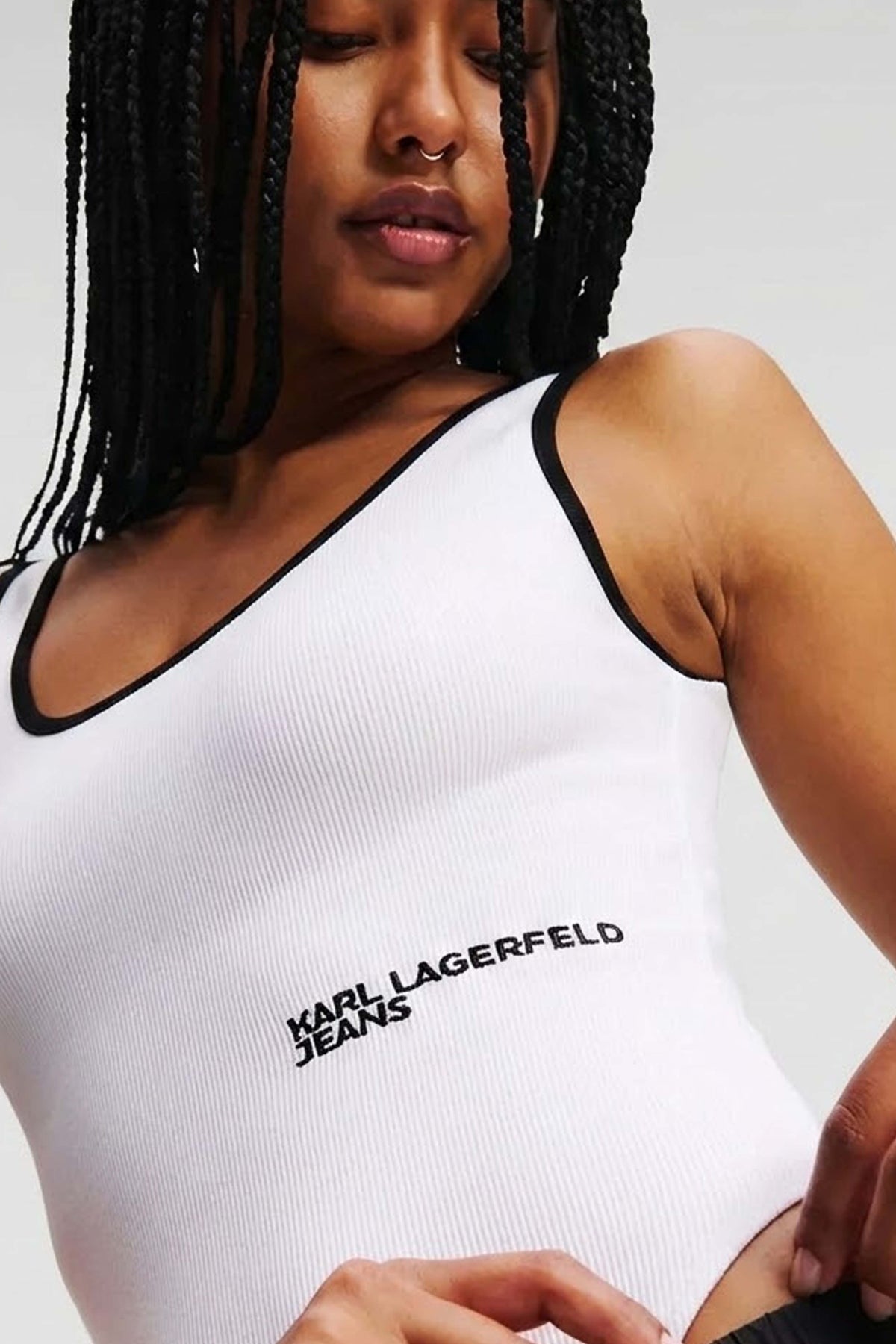 KARL LAGERFELD JEANS  KLJ RIBBED BODY  en color BLANCO  (4)