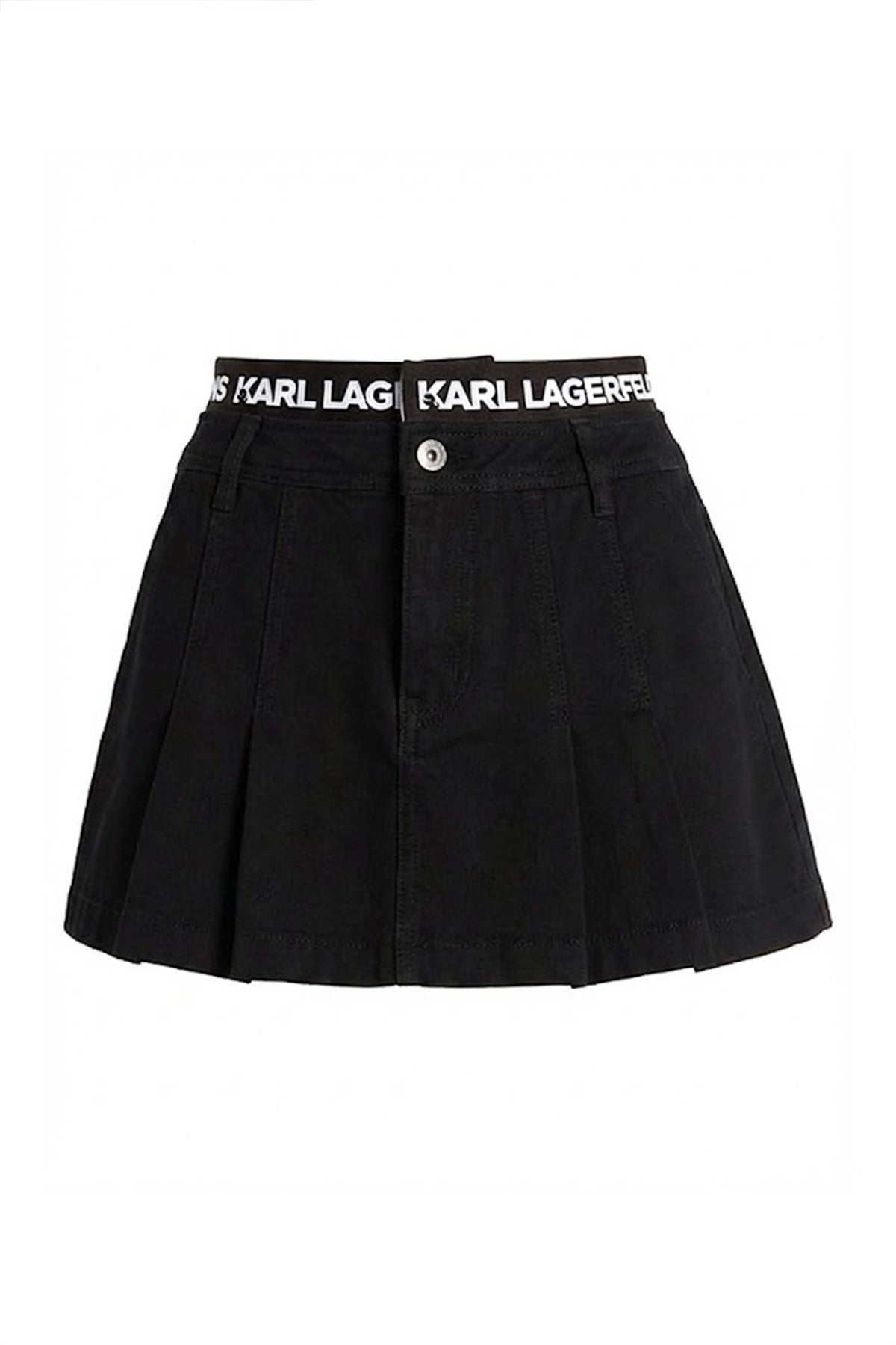 KARL LAGERFELD JEANS PLEATED LOGO SKIRT en color NEGRO  (2)