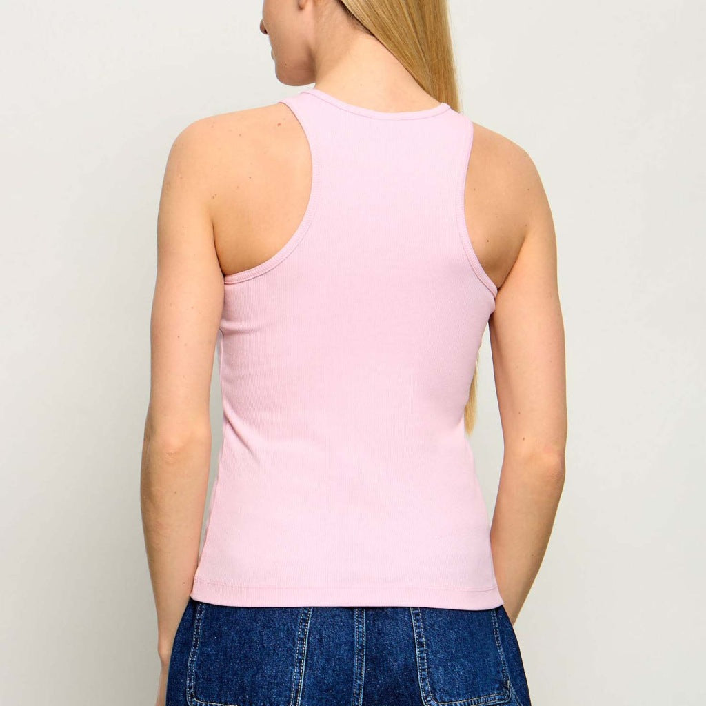 KARL LAGERFELD JEANS KLJ RIBBED LOGO TANK en color ROSA  (5)