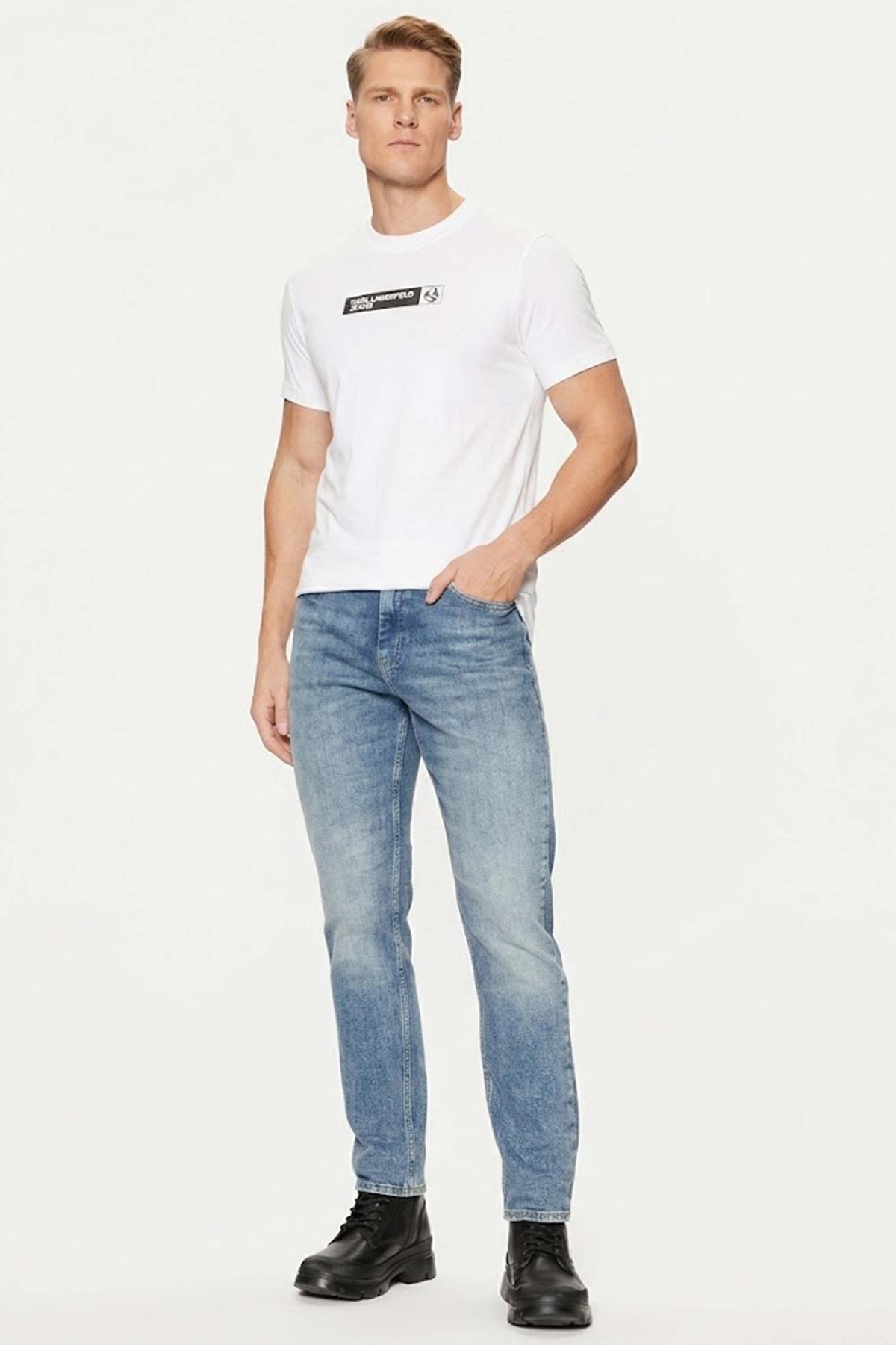 KARL LAGERFELD JEANS SLIM GRAPHIC TEE en color BLANCO  (1)
