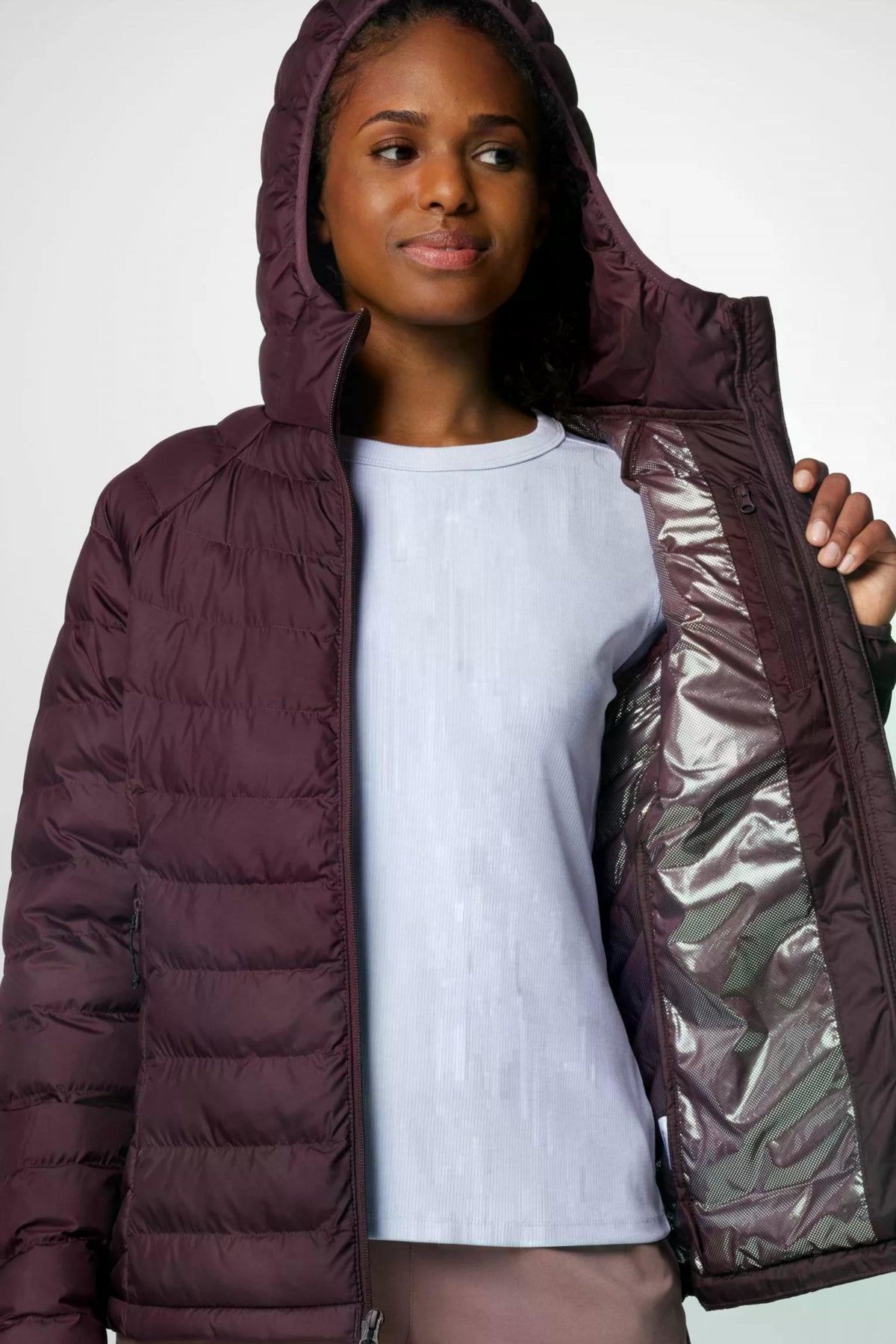 COLUMBIA POWDER LITE II HOODED JACKET en color BURDEOS  (3)