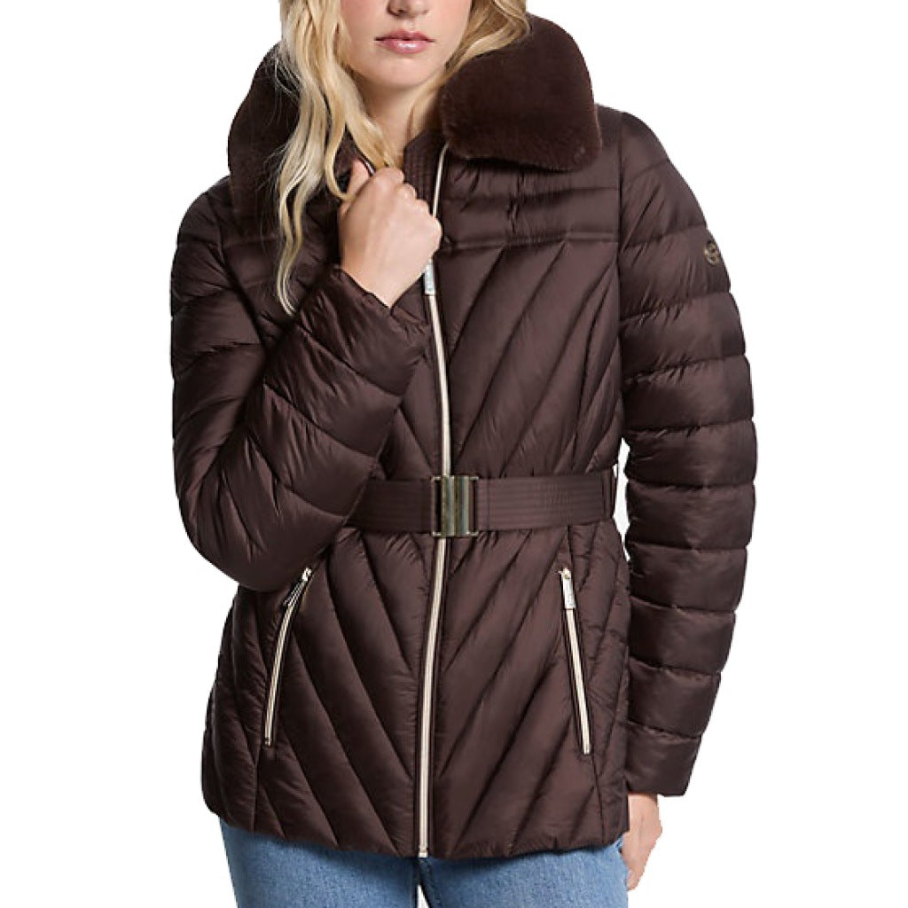 MICHAEL KORS W FX FUR TRIM en color MARRON  (3)