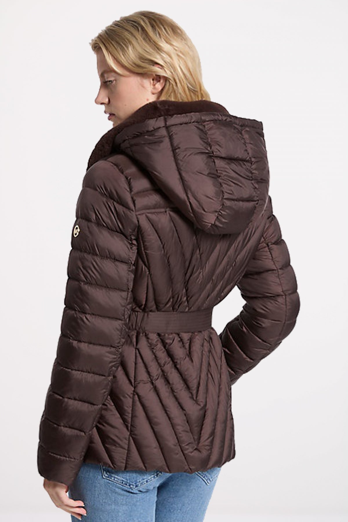 MICHAEL KORS W FX FUR TRIM en color MARRON  (2)