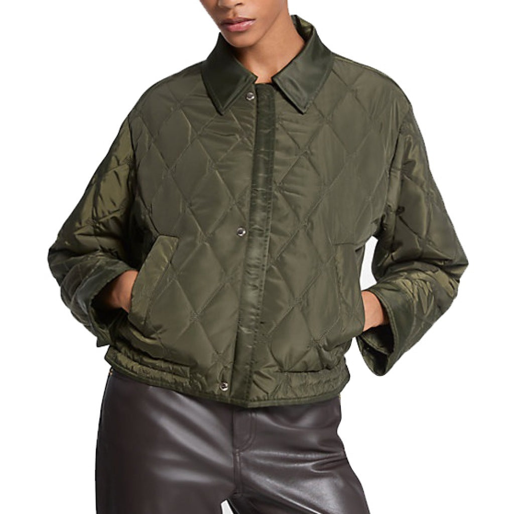 MICHAEL KORS CROPPED BOMBER en color VERDE  (6)