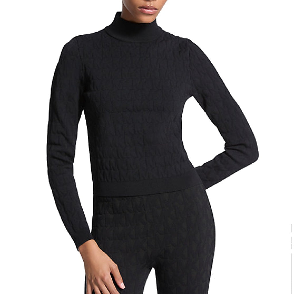 MICHAEL KORS EMBOSS MK TOP LONG SLEEV en color NEGRO  (3)