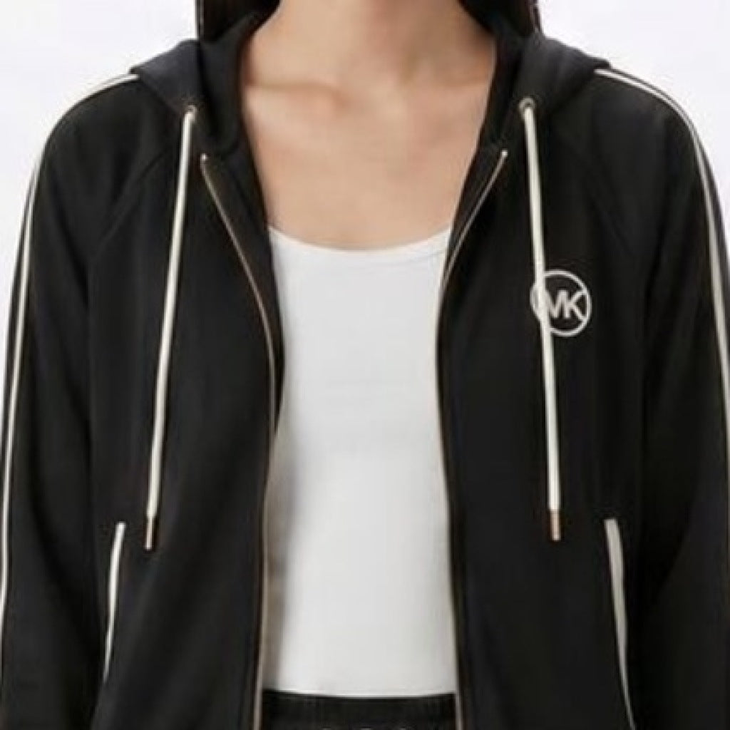 MICHAEL KORS MRXKN CNTRST ZIP FRNT TRK JKT en color NEGRO  (4)