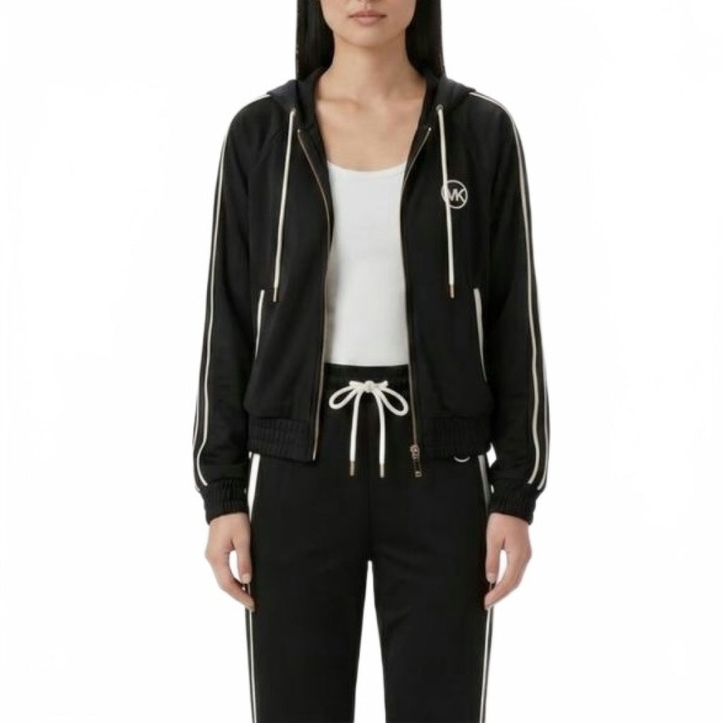 MICHAEL KORS MRXKN CNTRST ZIP FRNT TRK JKT en color NEGRO  (5)