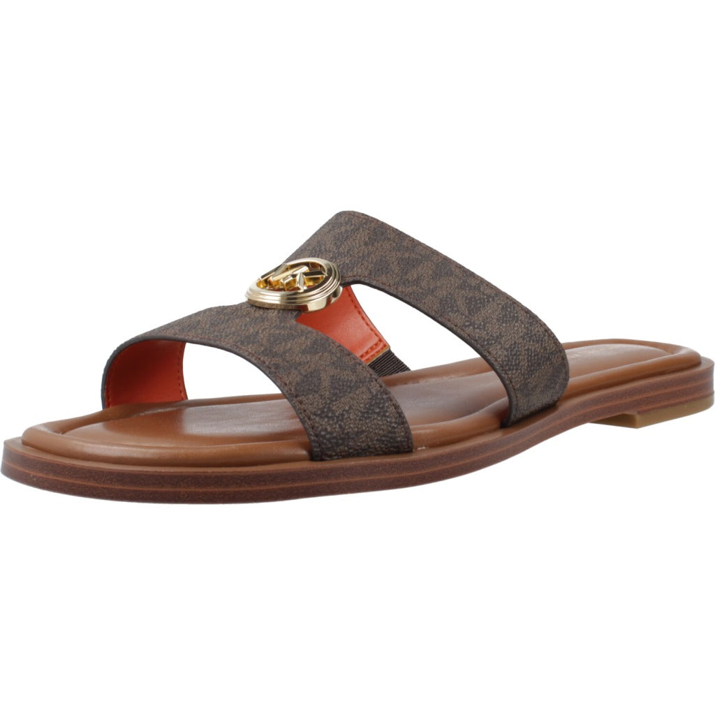 MICHAEL KORS ERIN FLAT SANDAL en color MARRON  (1)