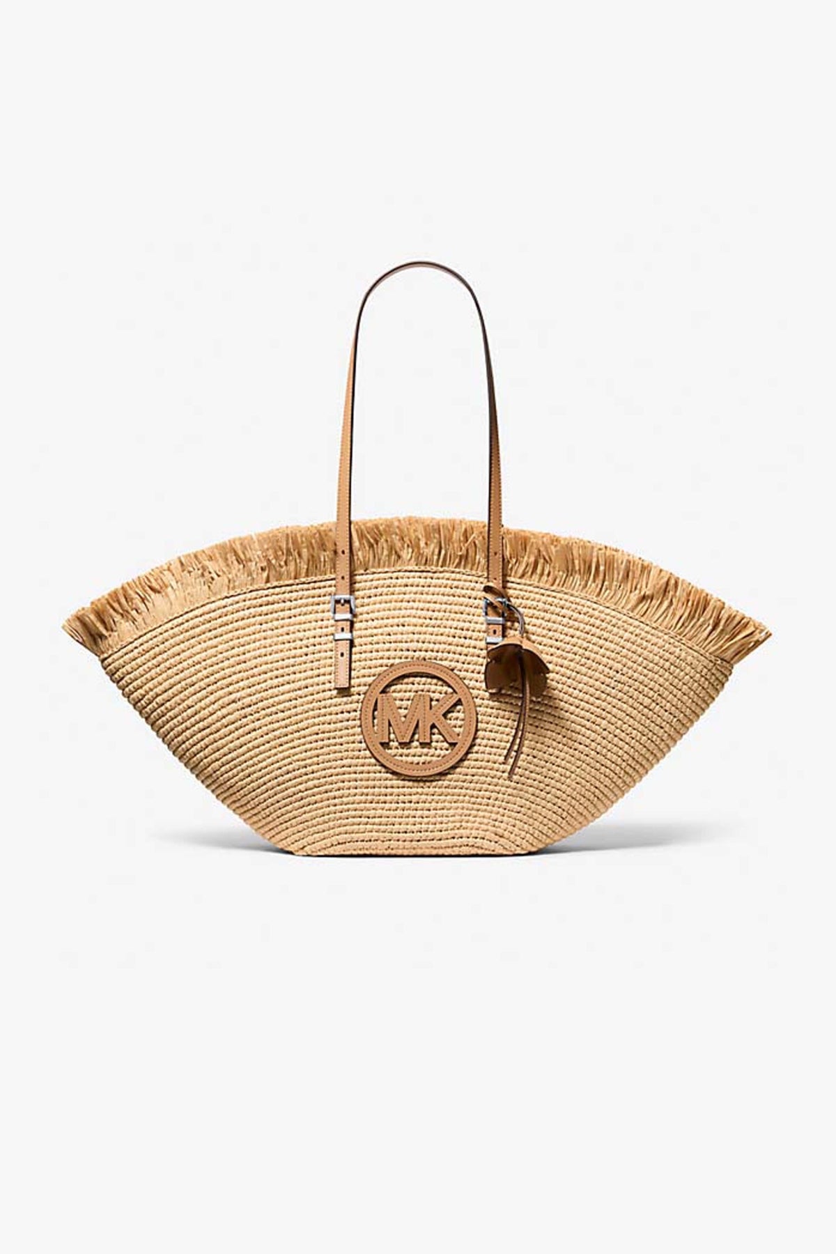 MICHAEL KORS ISA LG FAN TOTE en color MARRON CLARO  (1)