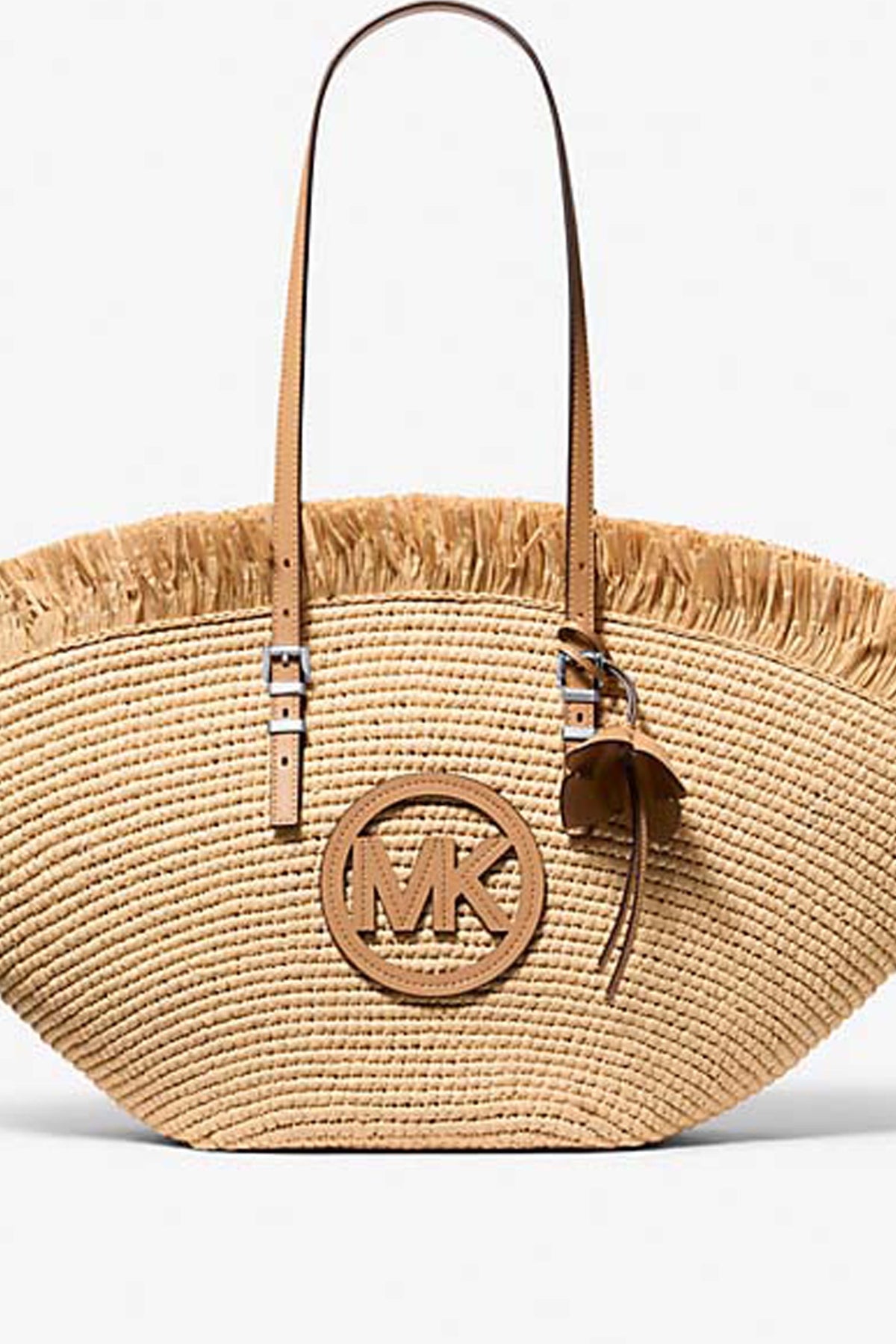 MICHAEL KORS ISA LG FAN TOTE en color MARRON CLARO  (3)