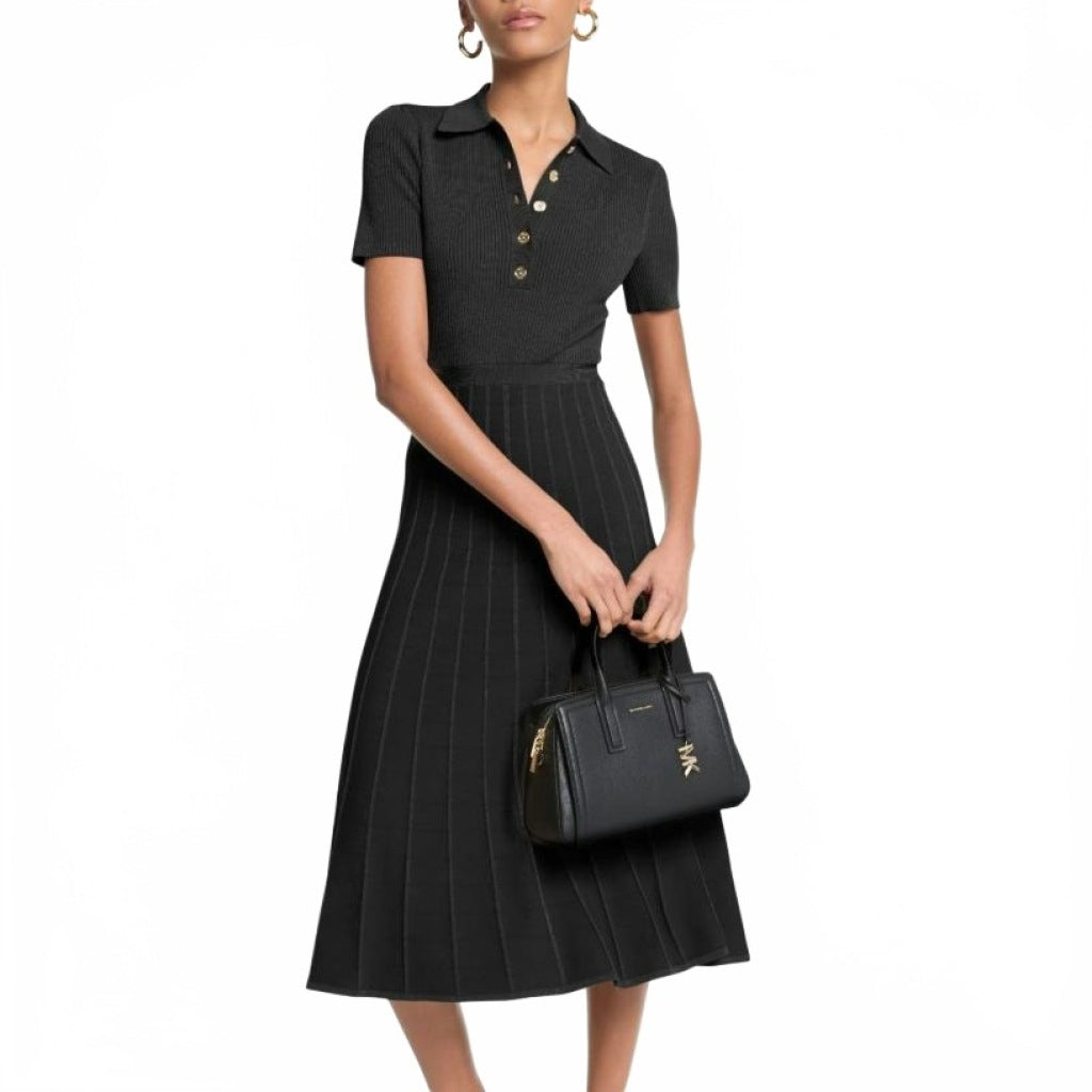 MICHAEL KORS MTFD FIT N FLARE POLO SS MIDI en color NEGRO  (6)
