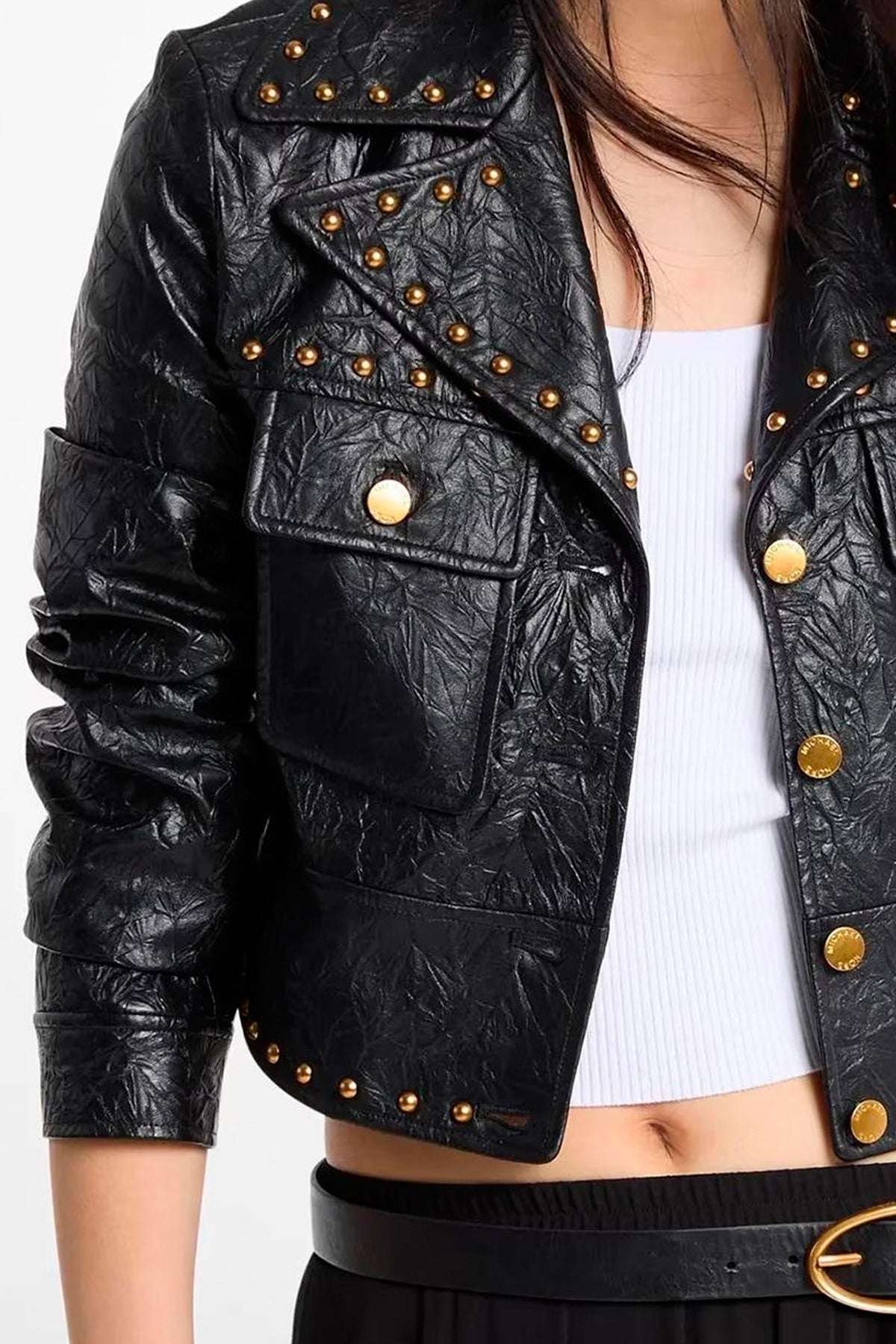 MICHAEL KORS MTLKLK STUDDED FX LEATHER JKT en color NEGRO  (3)