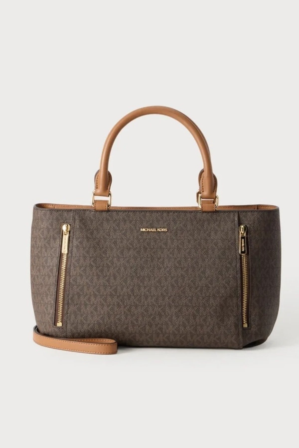 MICHAEL KORS SM ZIP SATCHEL en color MARRON  (1)