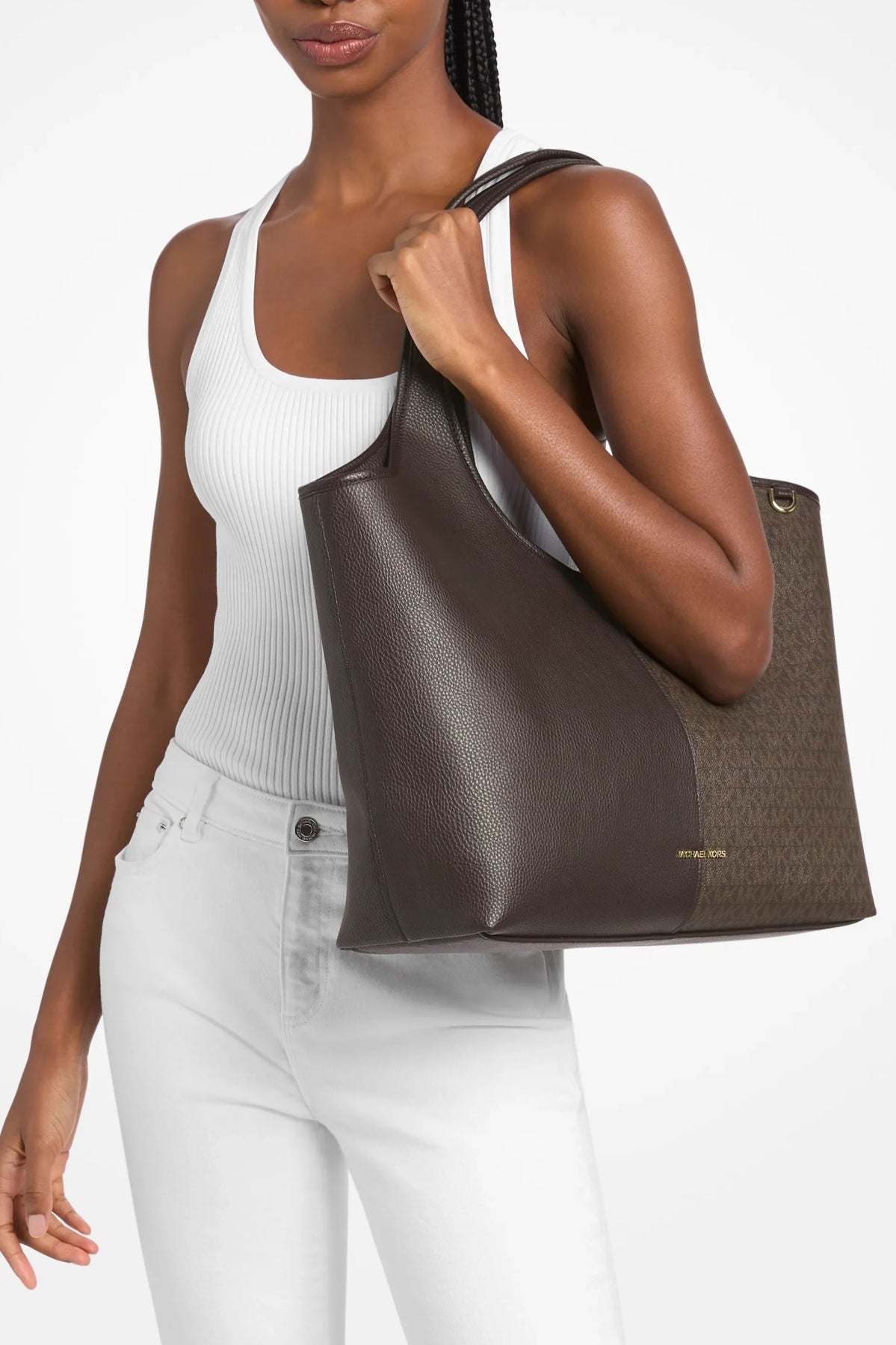 MICHAEL KORS LG SHOPPER TOTE en color MARRON  (1)