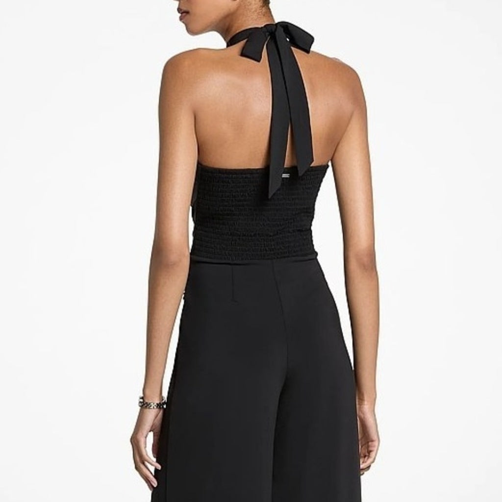 MICHAEL KORS WRAP HALTER JUMPSUIT en color NEGRO  (6)