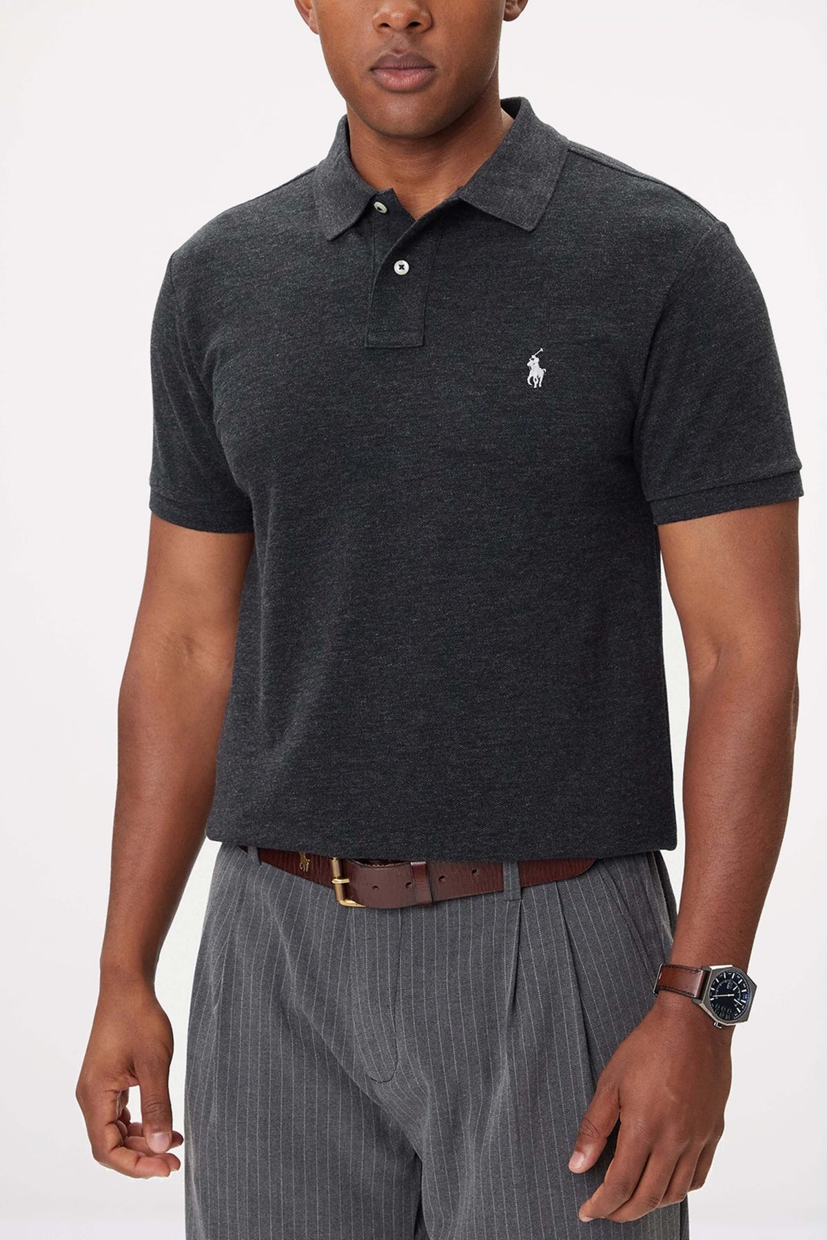 POLO RALPH LAUREN CUSTOM SLIM FIT PIQUE POLO SHIRT en color NEGRO  (1)