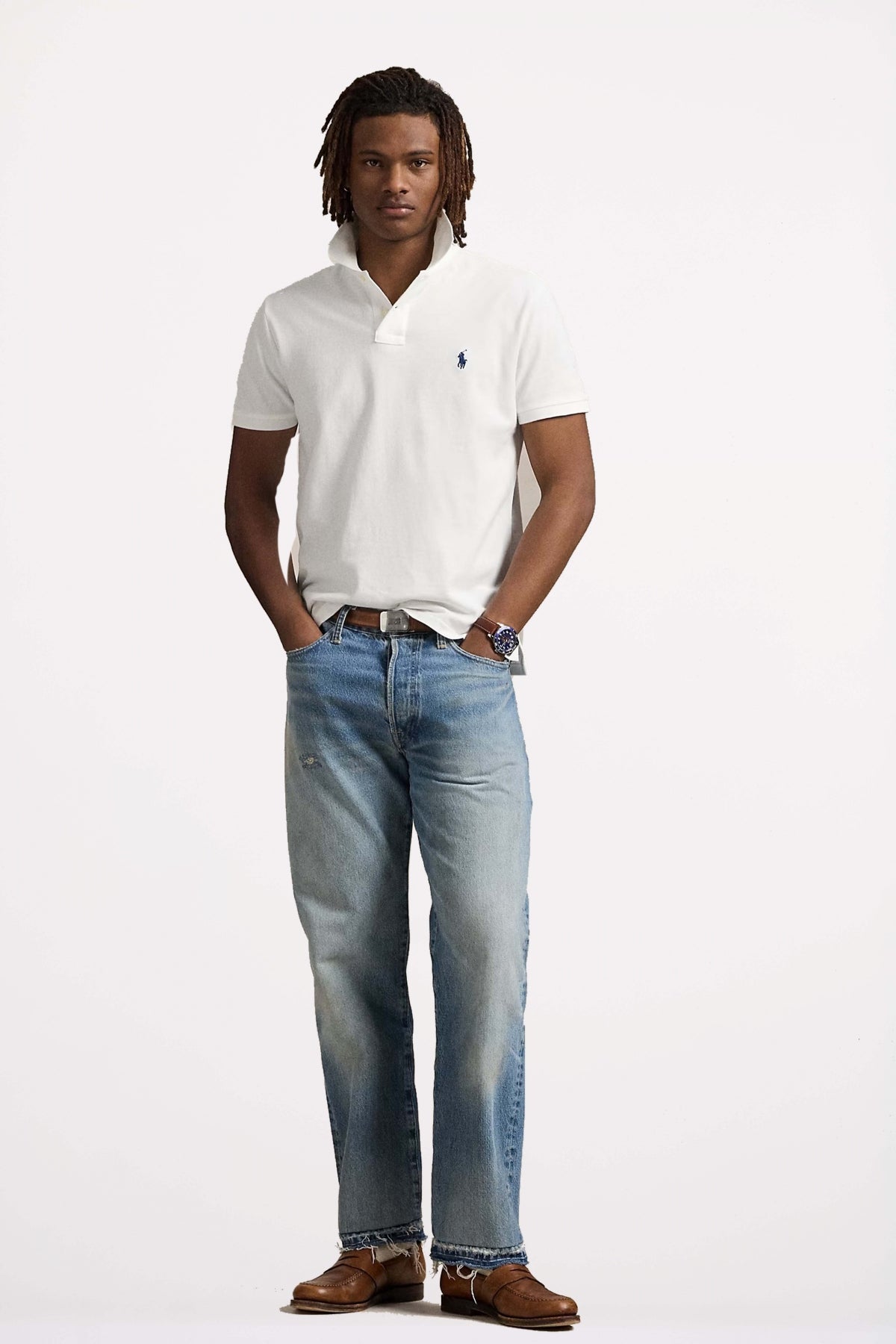POLO RALPH LAUREN CUSTOM SLIM FIT POLO SHIRT en color BLANCO  (4)