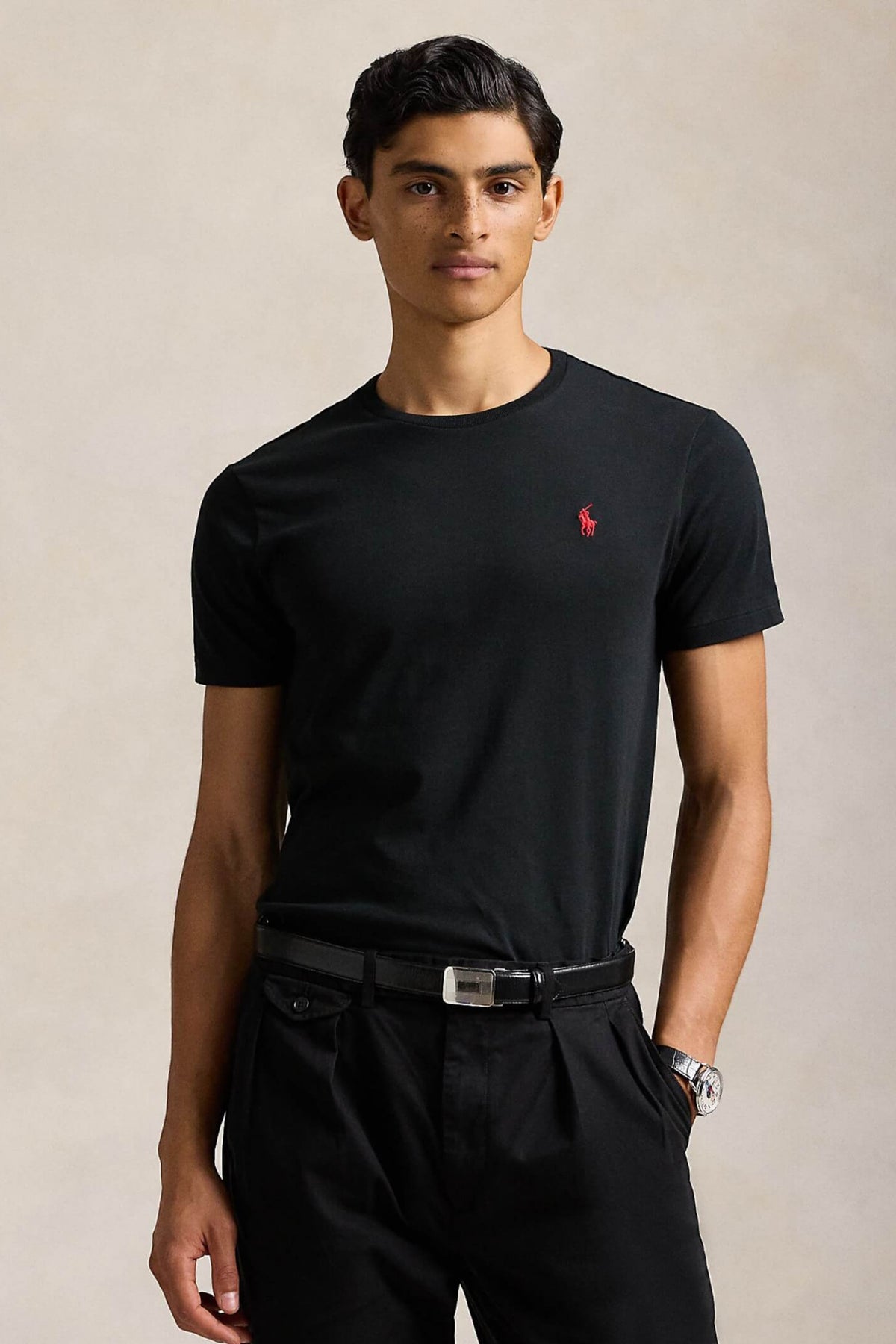 POLO RALPH LAUREN CUSTOM SLIM FIT CREWNECK T-SHIRT en color NEGRO  (1)