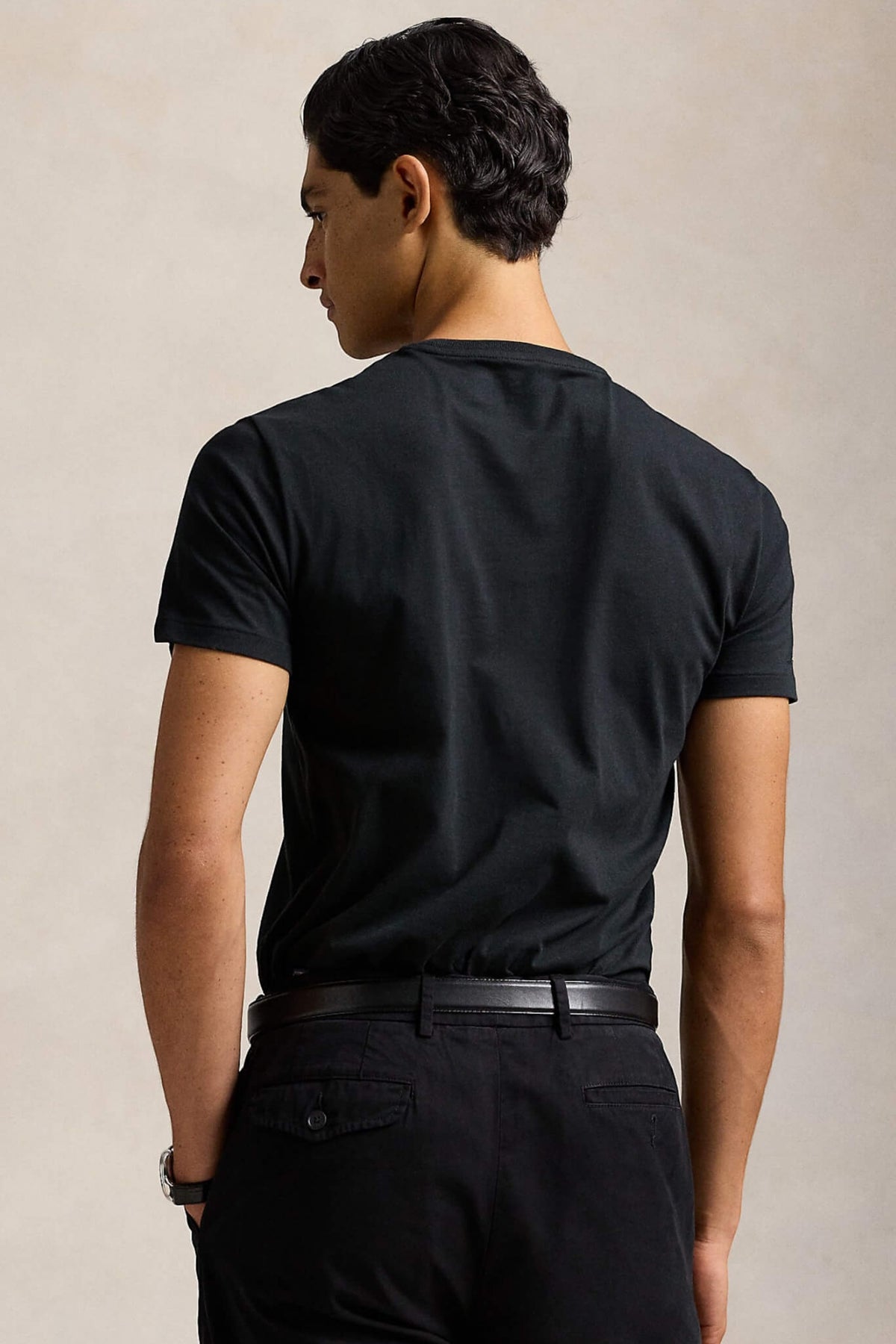 POLO RALPH LAUREN CUSTOM SLIM FIT CREWNECK T-SHIRT en color NEGRO  (2)